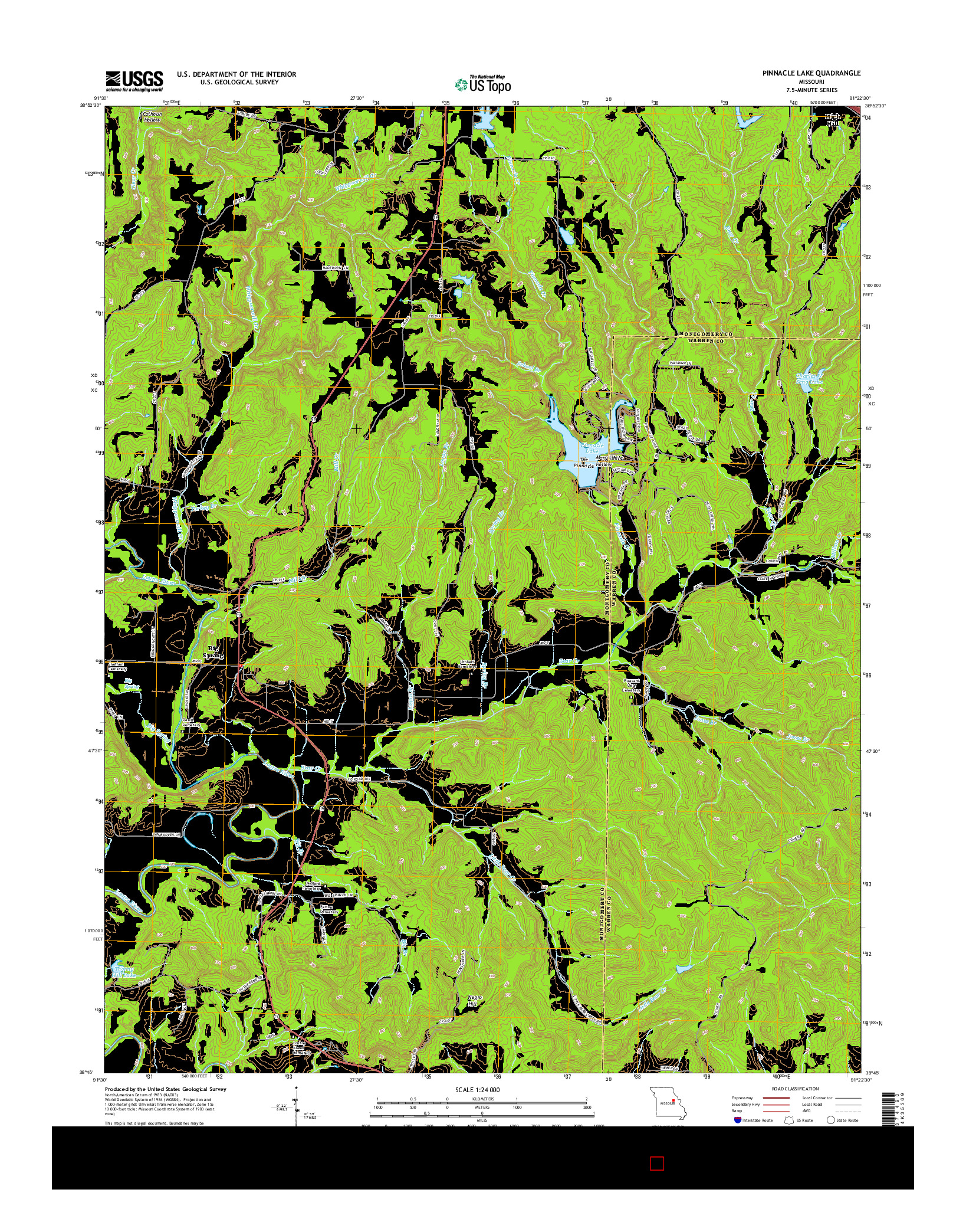 USGS US TOPO 7.5-MINUTE MAP FOR PINNACLE LAKE, MO 2015