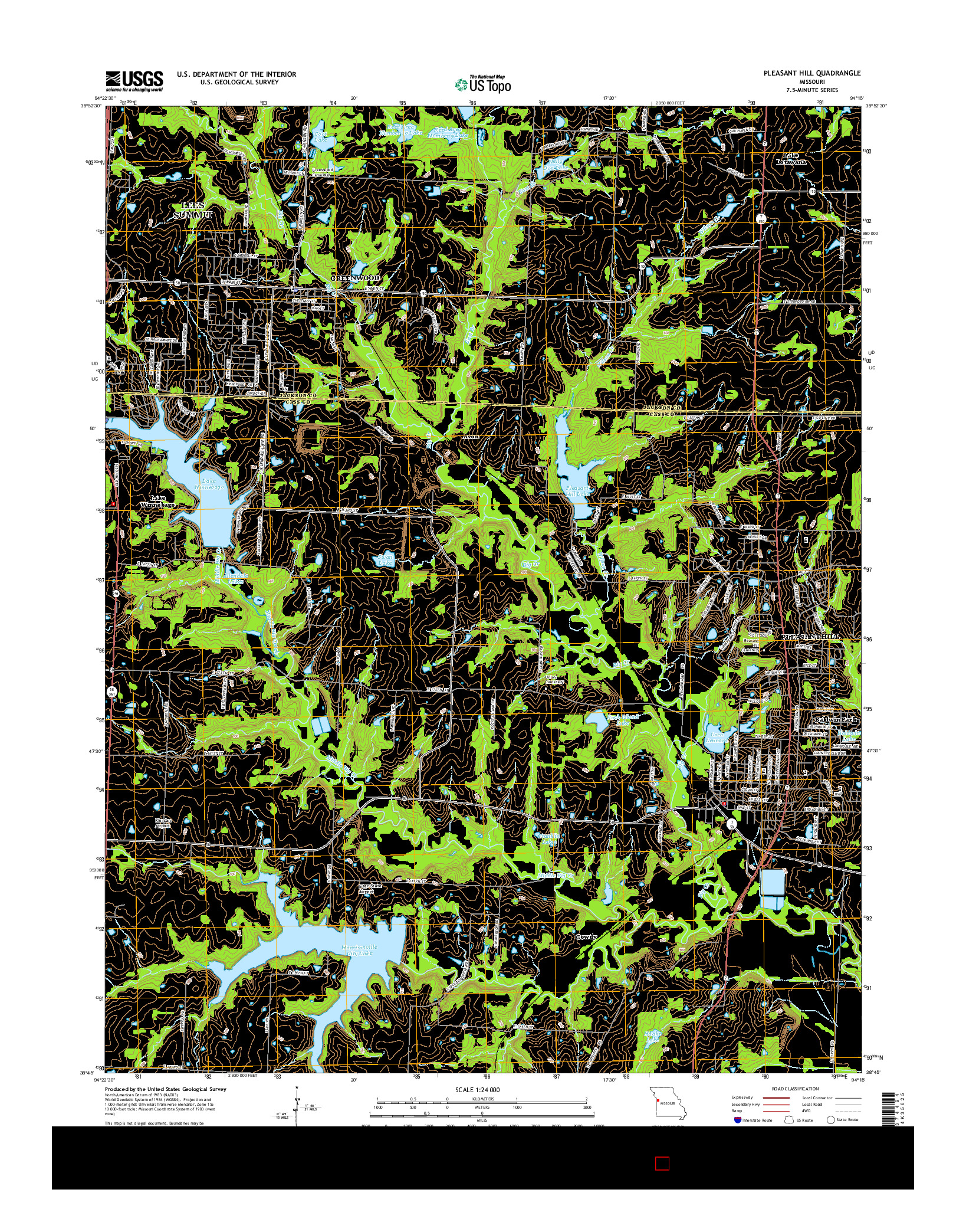 USGS US TOPO 7.5-MINUTE MAP FOR PLEASANT HILL, MO 2015