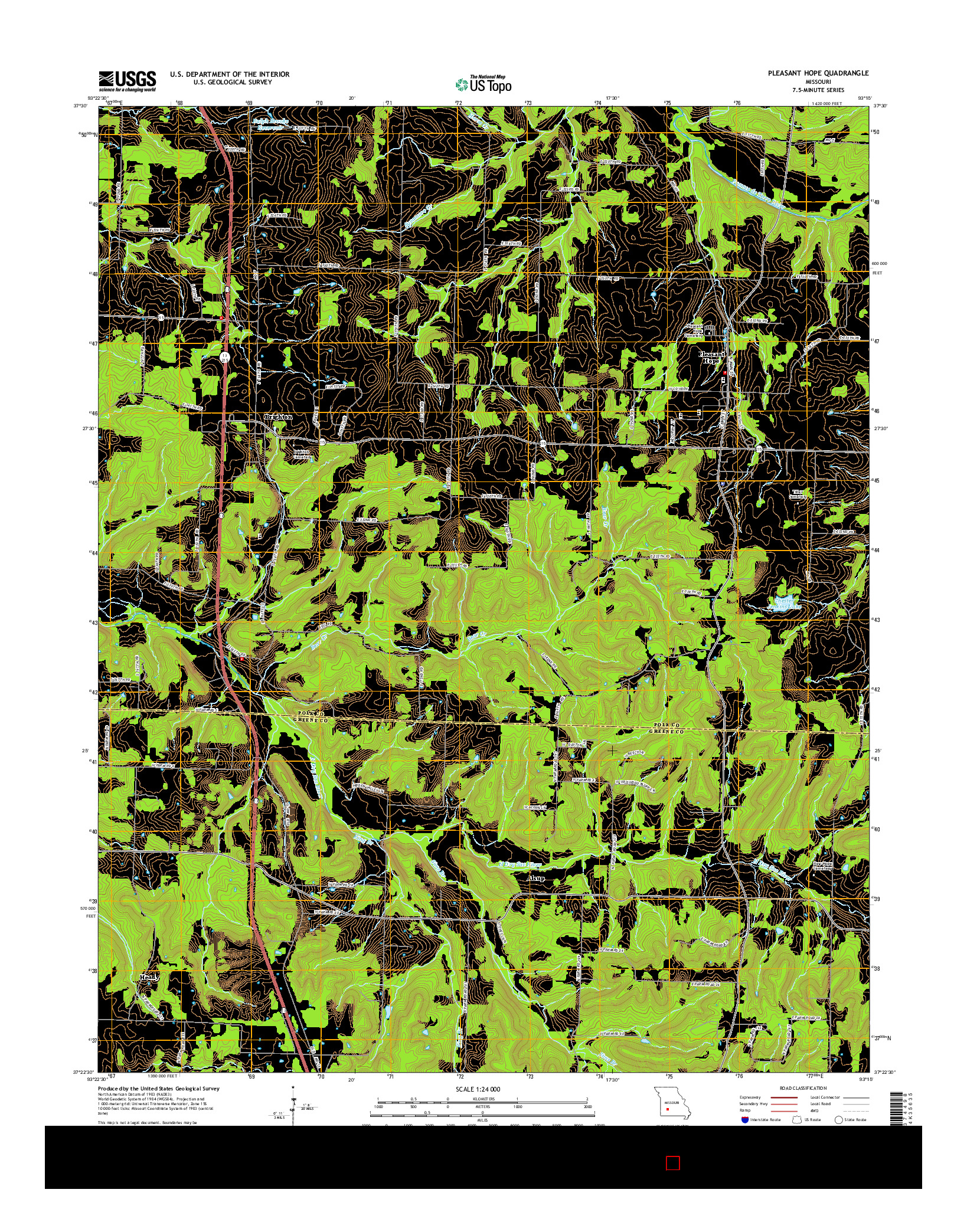 USGS US TOPO 7.5-MINUTE MAP FOR PLEASANT HOPE, MO 2015