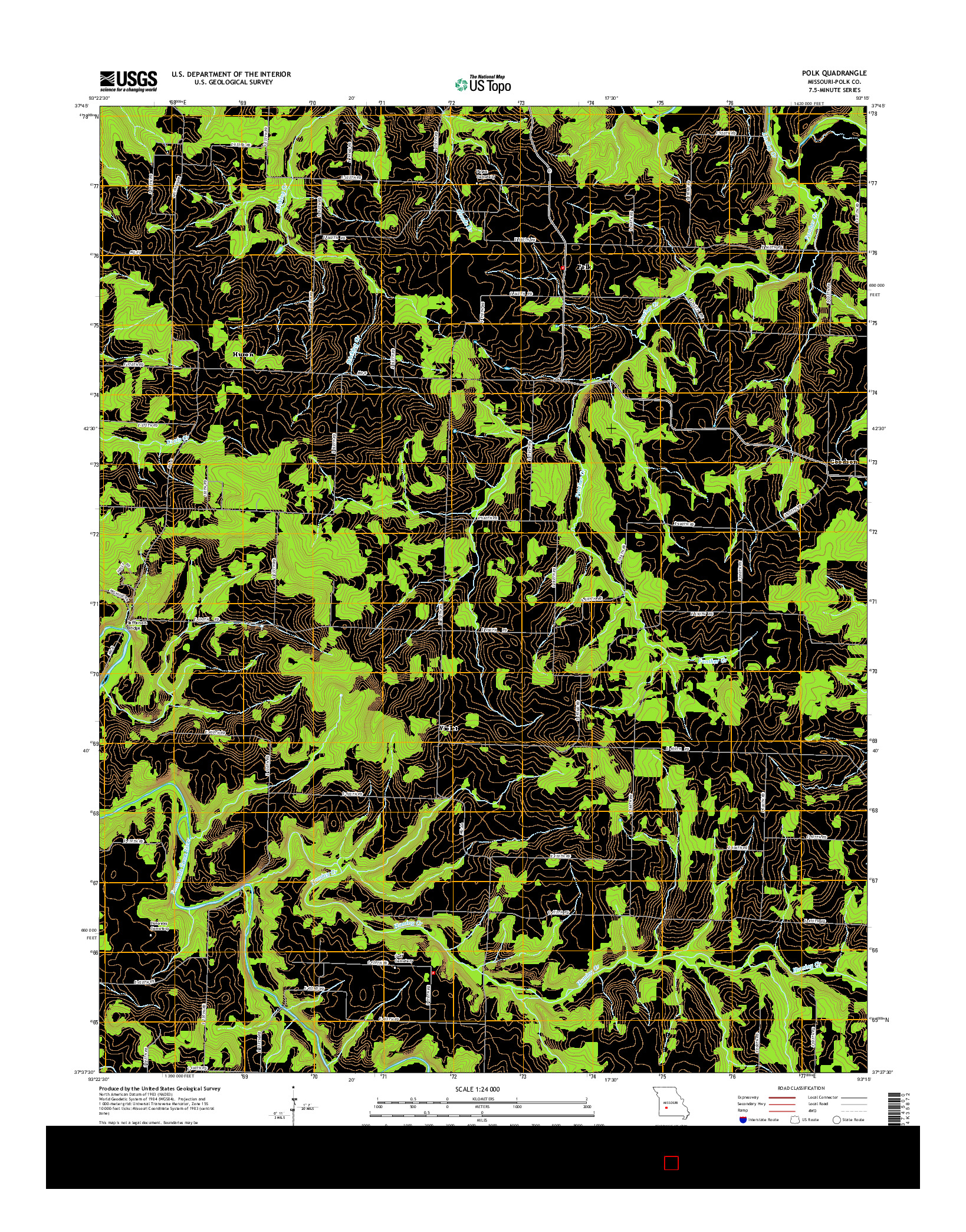 USGS US TOPO 7.5-MINUTE MAP FOR POLK, MO 2015