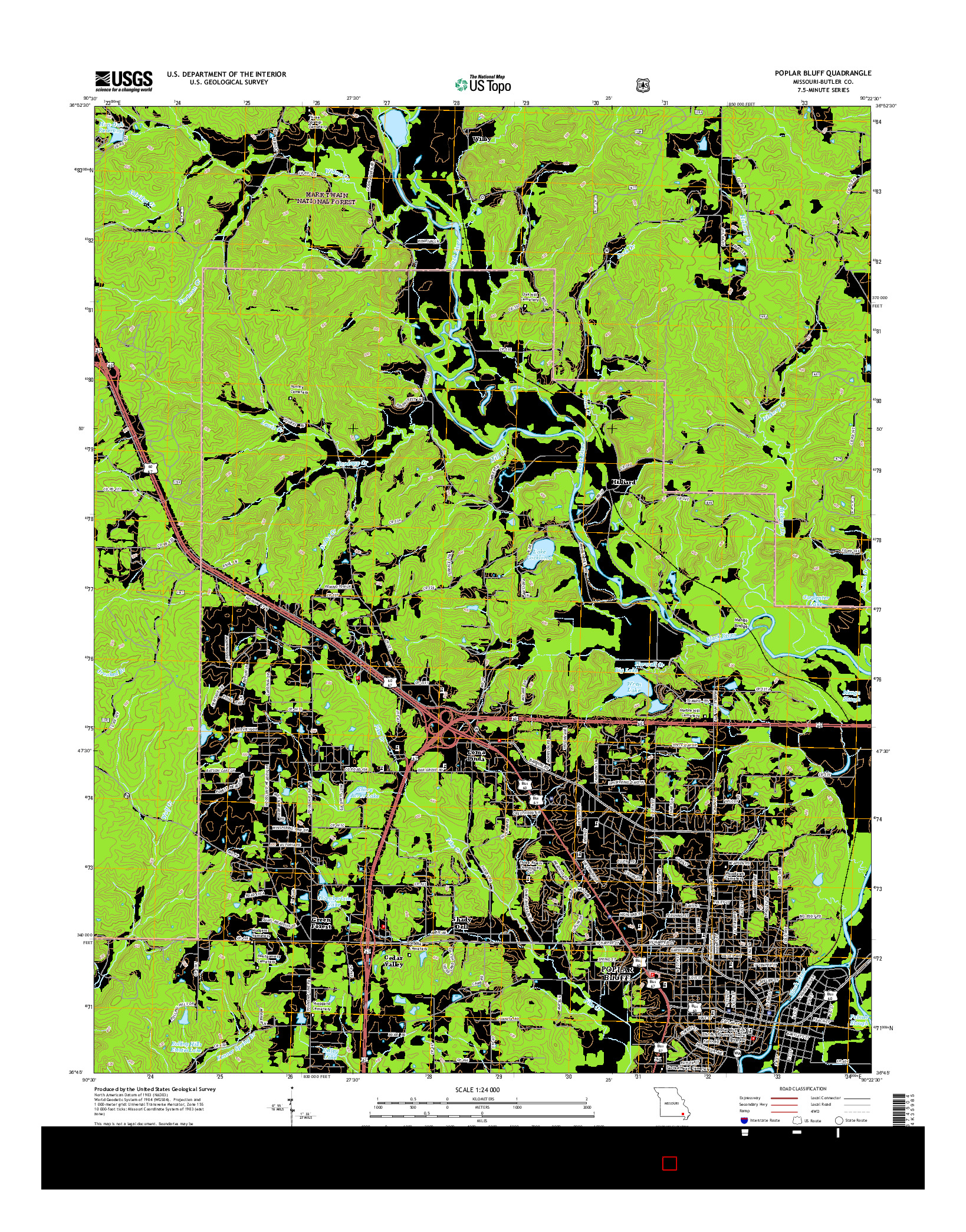 USGS US TOPO 7.5-MINUTE MAP FOR POPLAR BLUFF, MO 2015