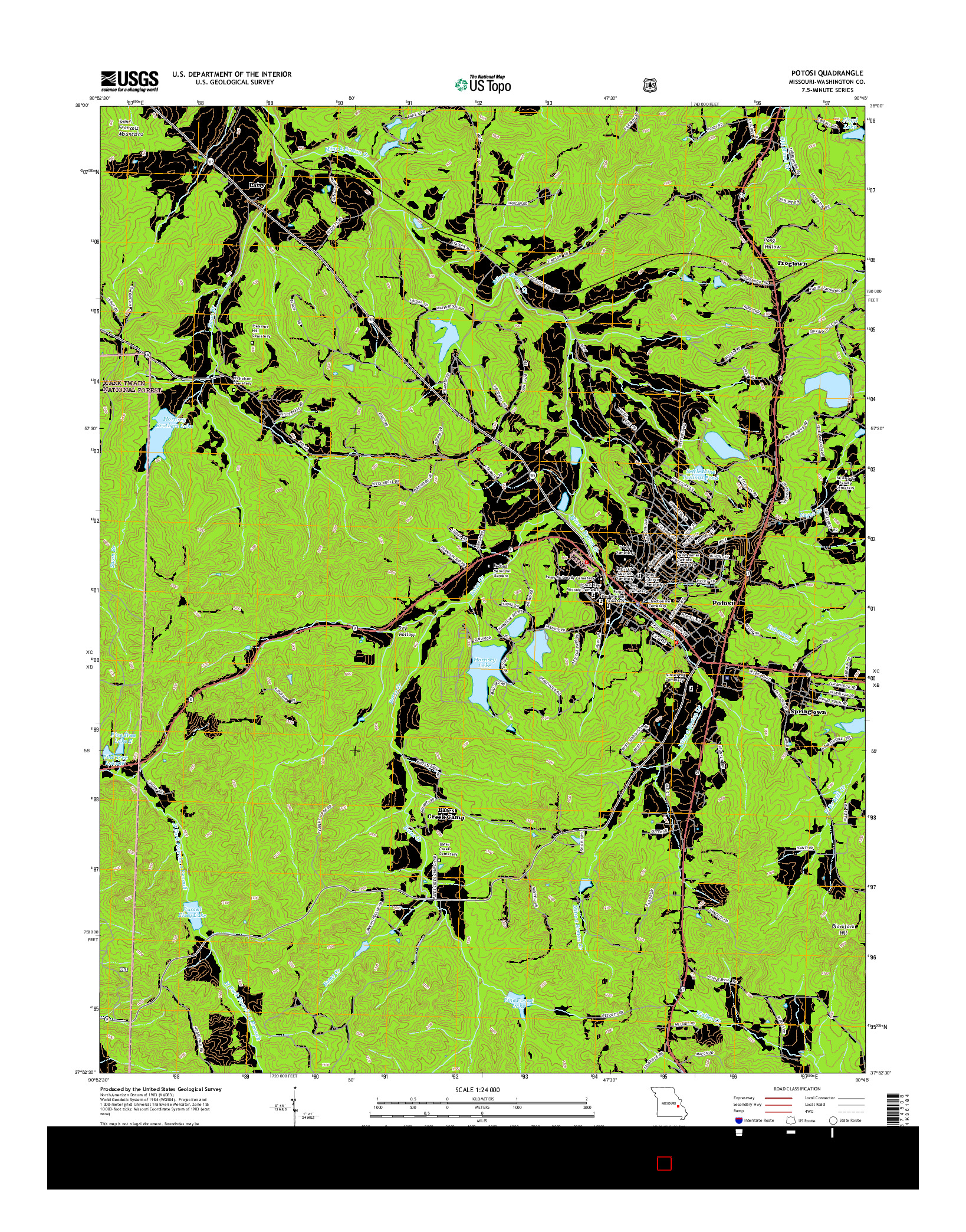 USGS US TOPO 7.5-MINUTE MAP FOR POTOSI, MO 2015