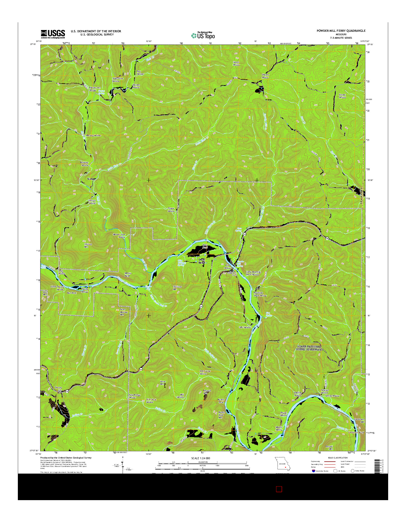 USGS US TOPO 7.5-MINUTE MAP FOR POWDER MILL FERRY, MO 2015