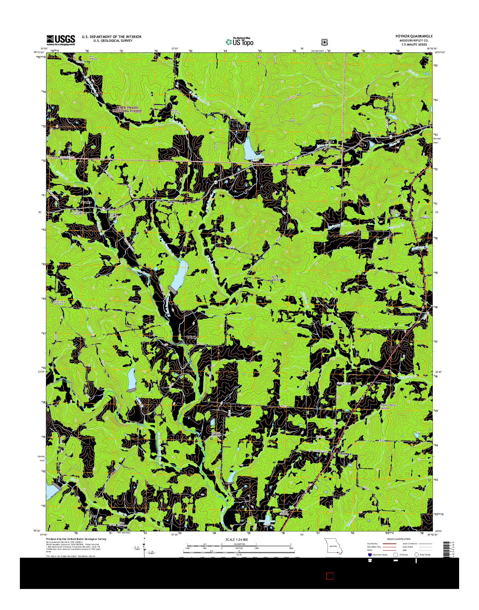USGS US TOPO 7.5-MINUTE MAP FOR POYNOR, MO 2015