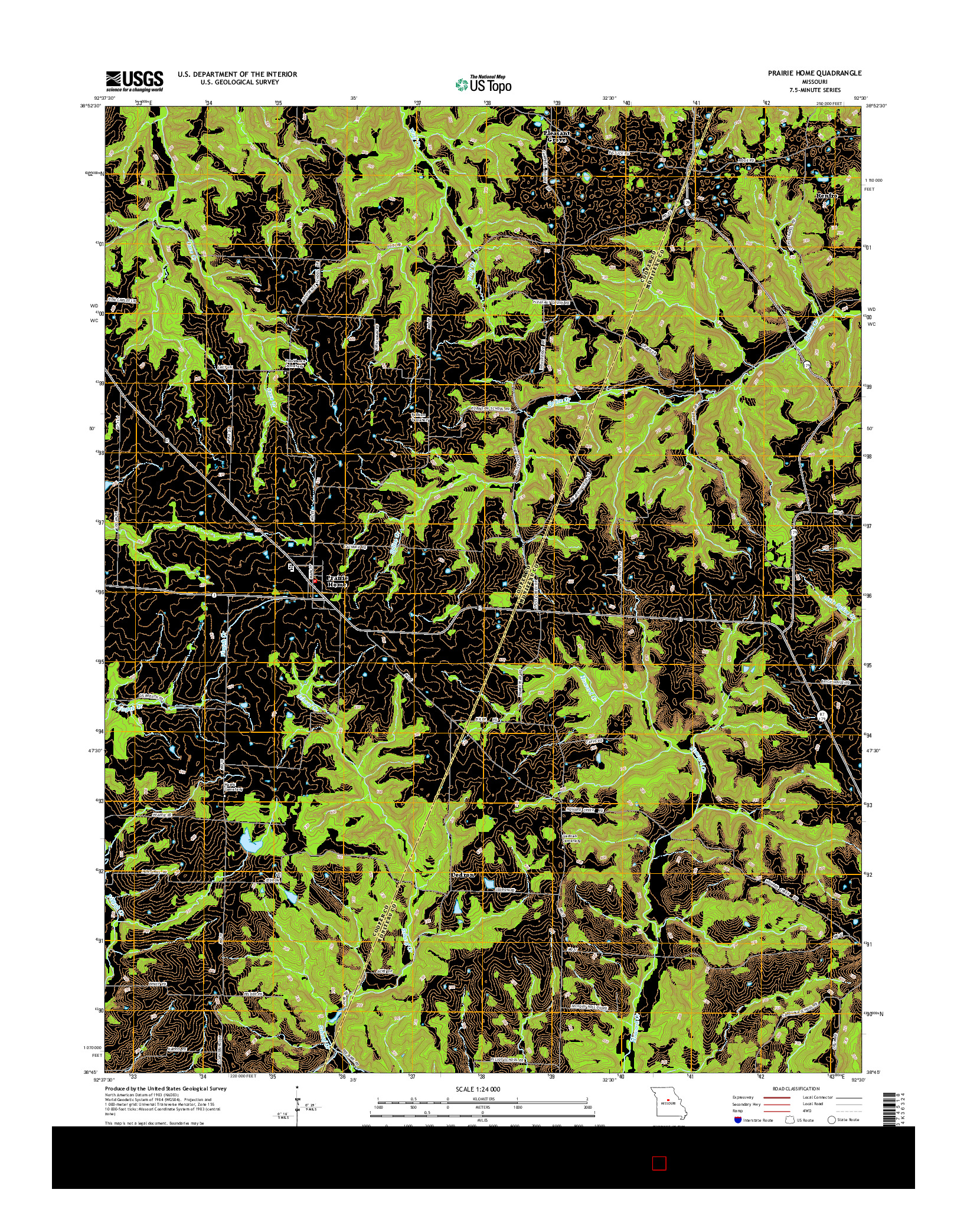 USGS US TOPO 7.5-MINUTE MAP FOR PRAIRIE HOME, MO 2015