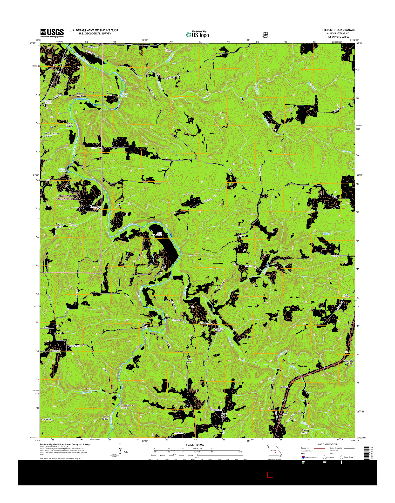 USGS US TOPO 7.5-MINUTE MAP FOR PRESCOTT, MO 2015