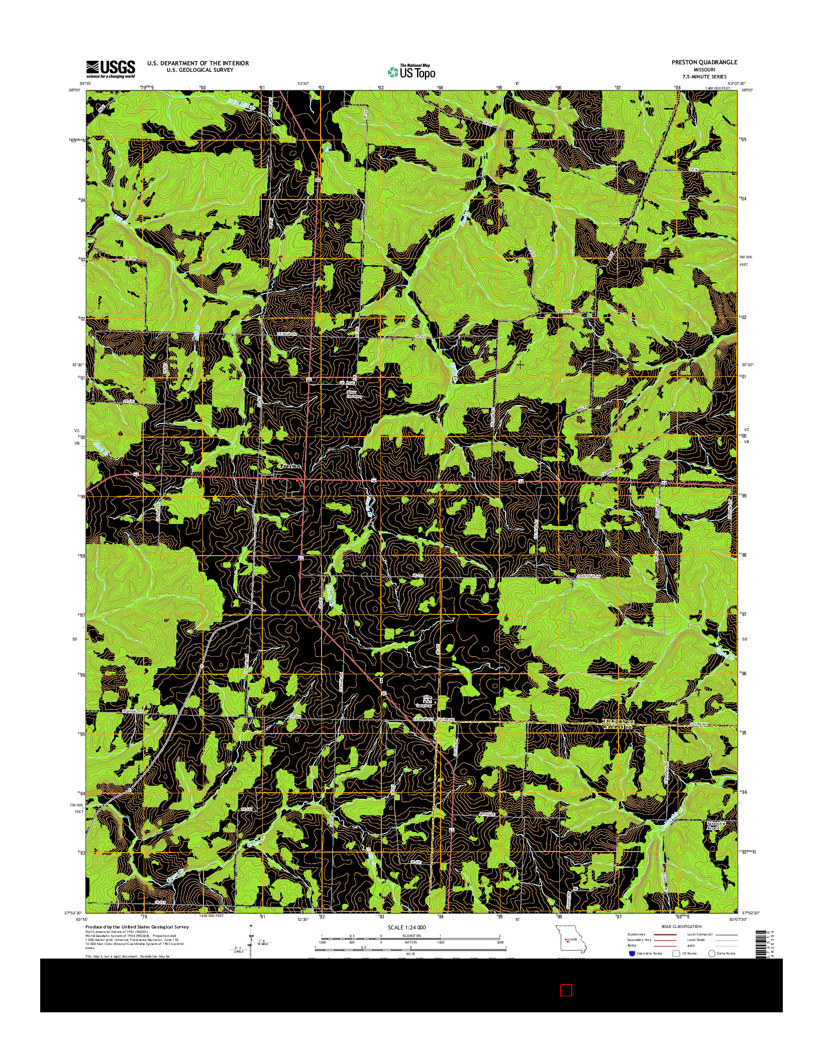 USGS US TOPO 7.5-MINUTE MAP FOR PRESTON, MO 2015