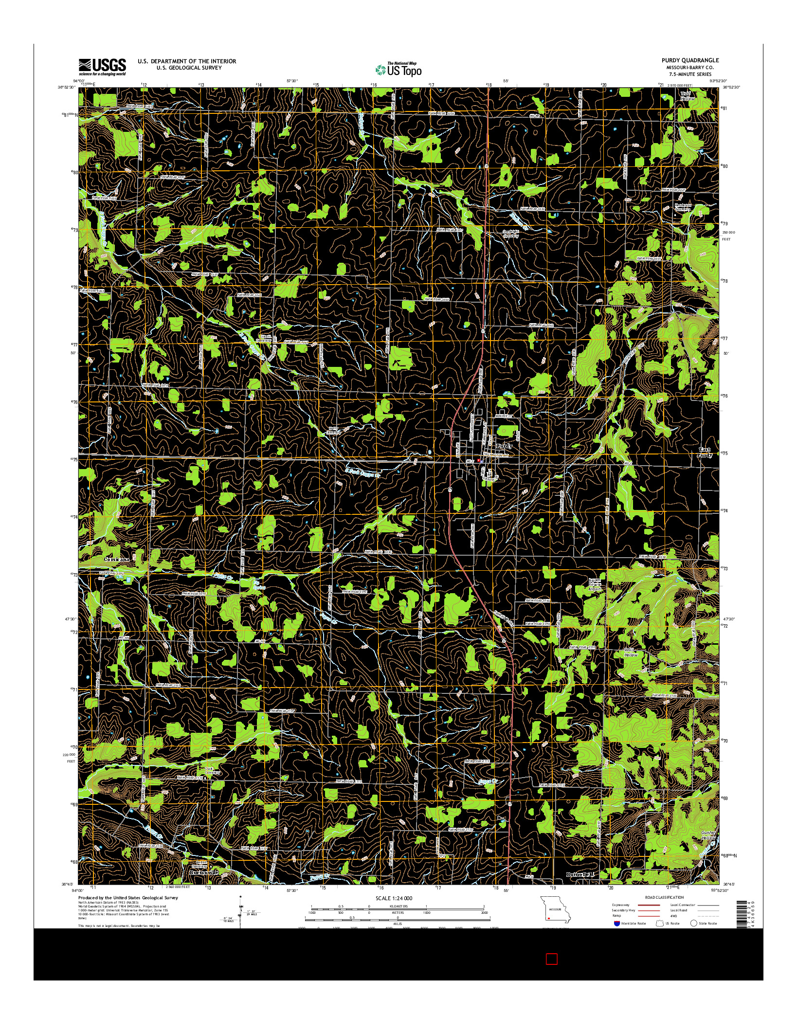 USGS US TOPO 7.5-MINUTE MAP FOR PURDY, MO 2015