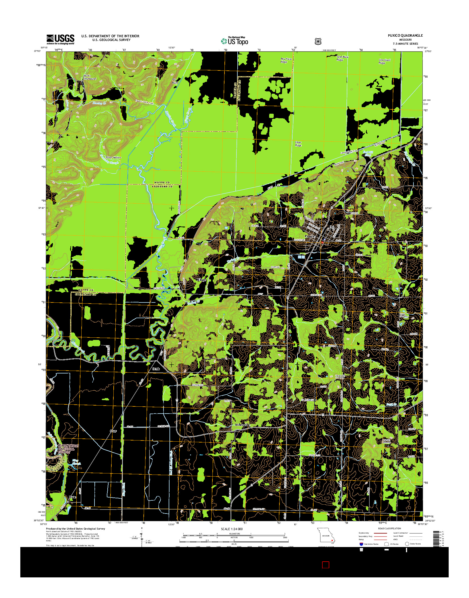 USGS US TOPO 7.5-MINUTE MAP FOR PUXICO, MO 2015