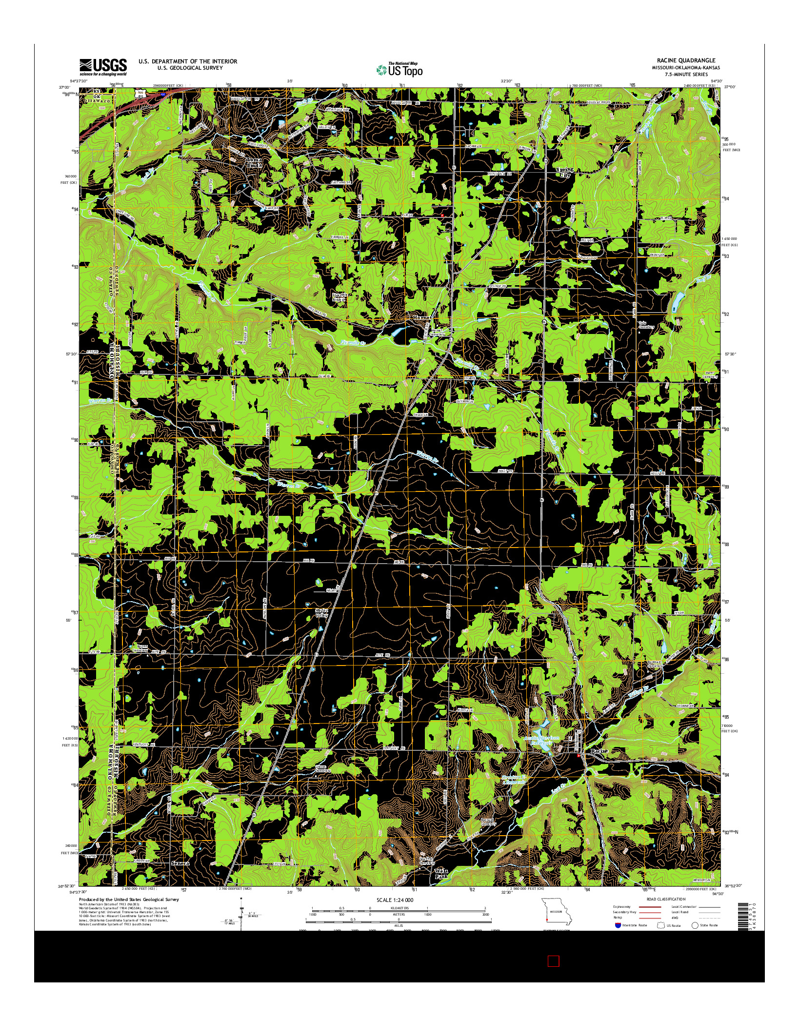 USGS US TOPO 7.5-MINUTE MAP FOR RACINE, MO-OK-KS 2015