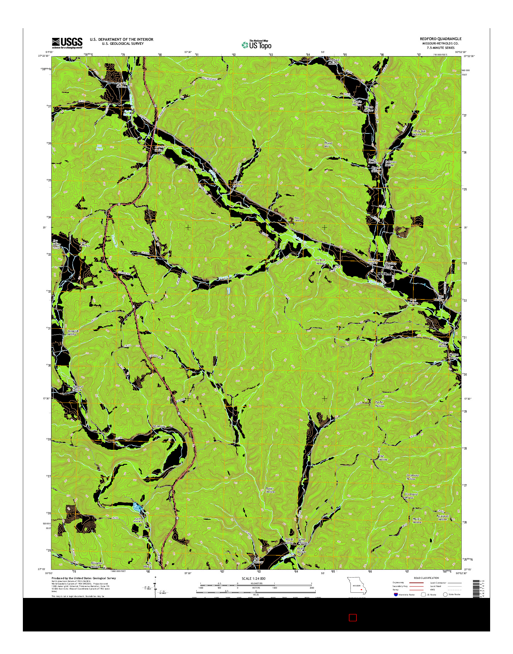 USGS US TOPO 7.5-MINUTE MAP FOR REDFORD, MO 2015