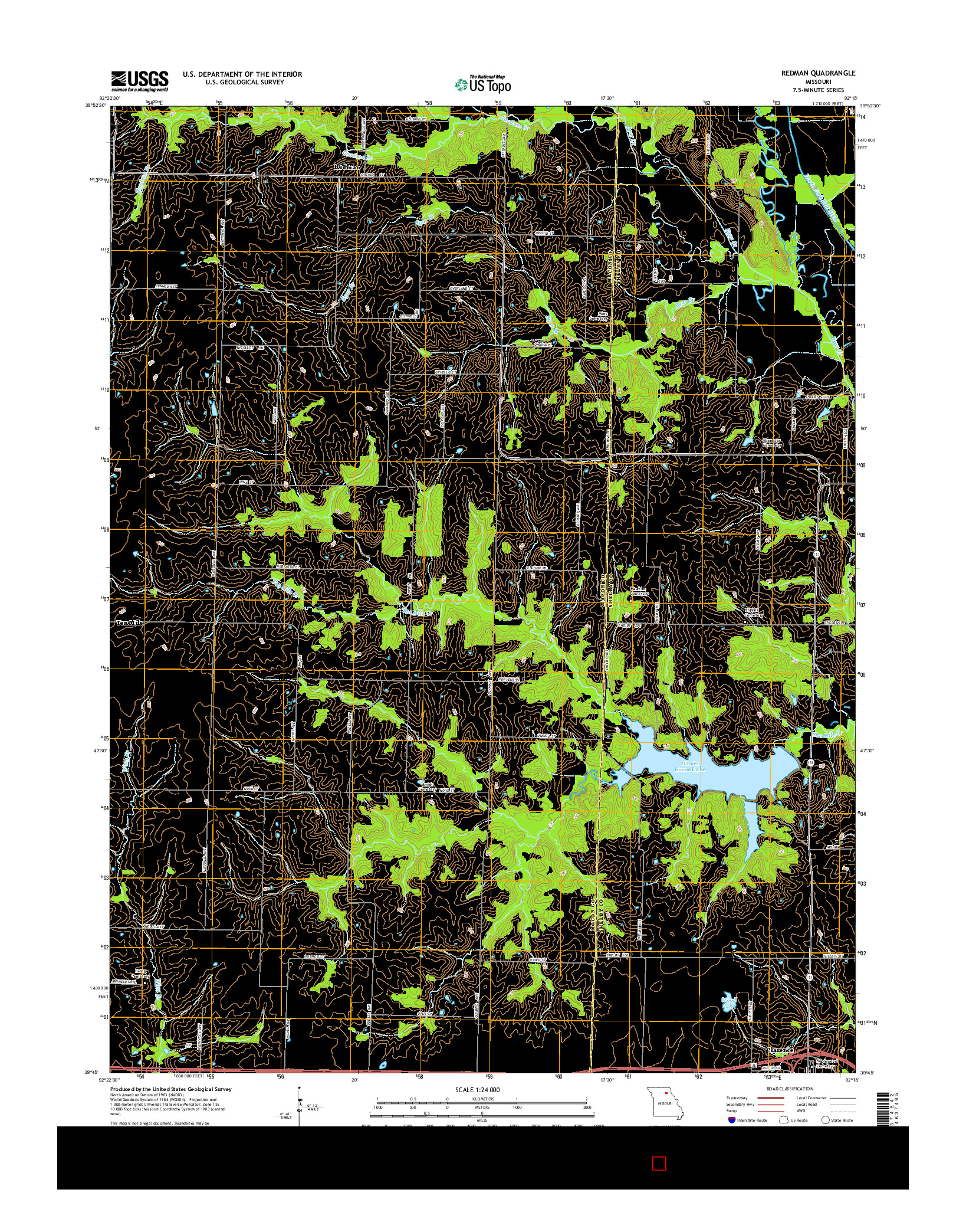USGS US TOPO 7.5-MINUTE MAP FOR REDMAN, MO 2015