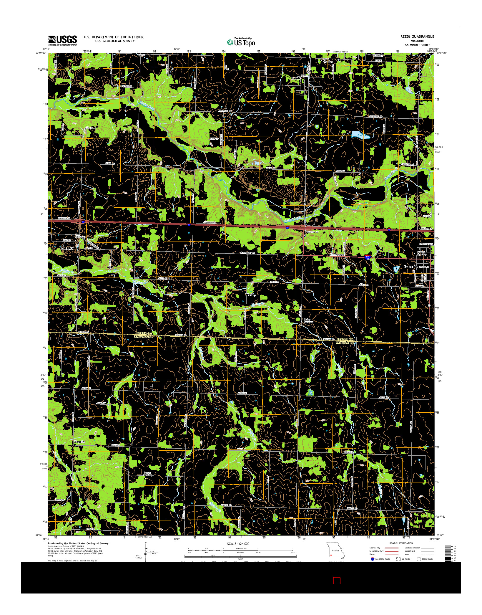 USGS US TOPO 7.5-MINUTE MAP FOR REEDS, MO 2015