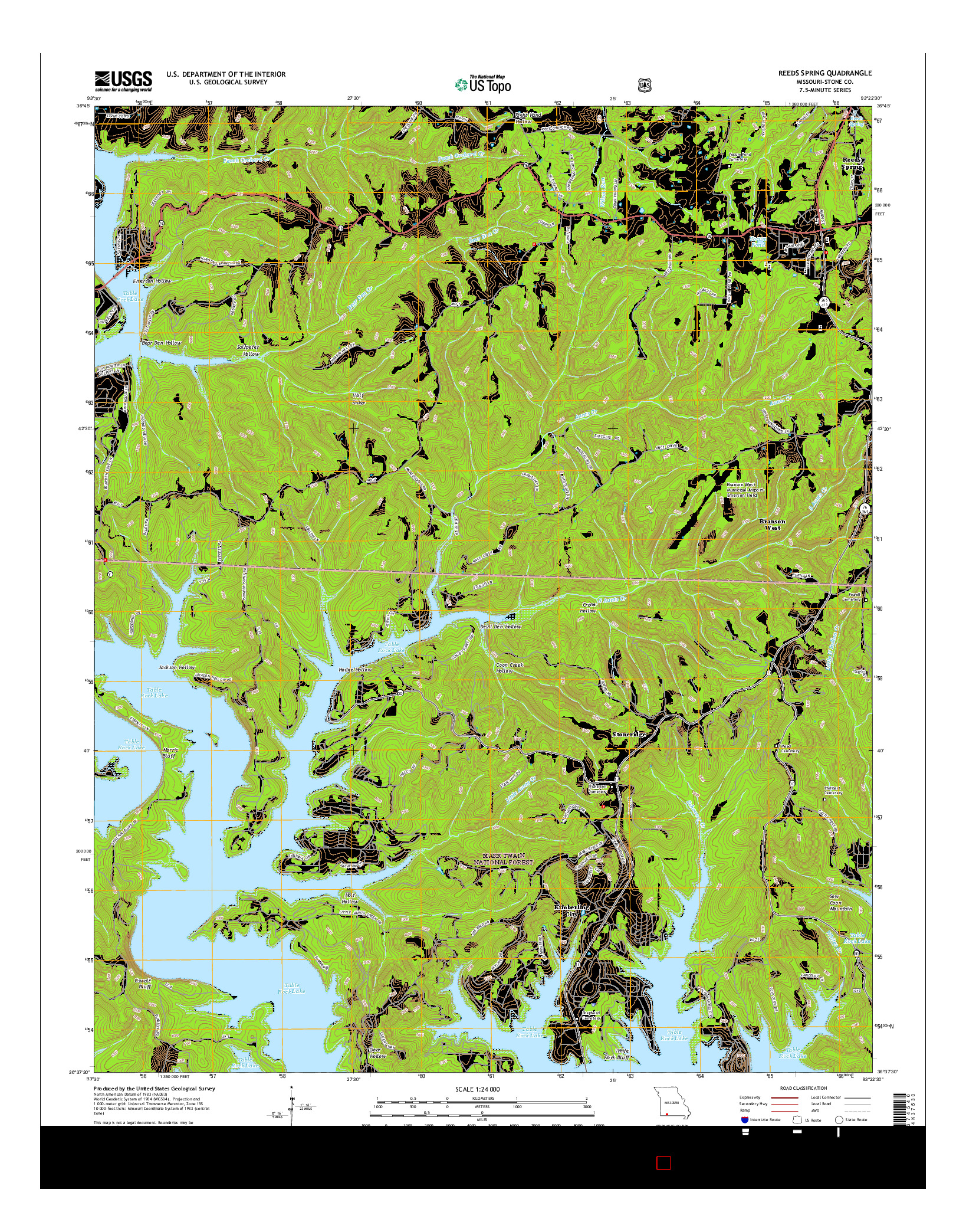 USGS US TOPO 7.5-MINUTE MAP FOR REEDS SPRING, MO 2015
