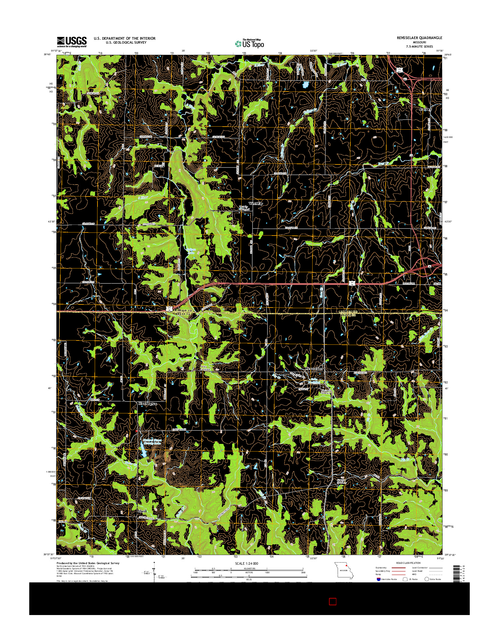 USGS US TOPO 7.5-MINUTE MAP FOR RENSSELAER, MO 2015