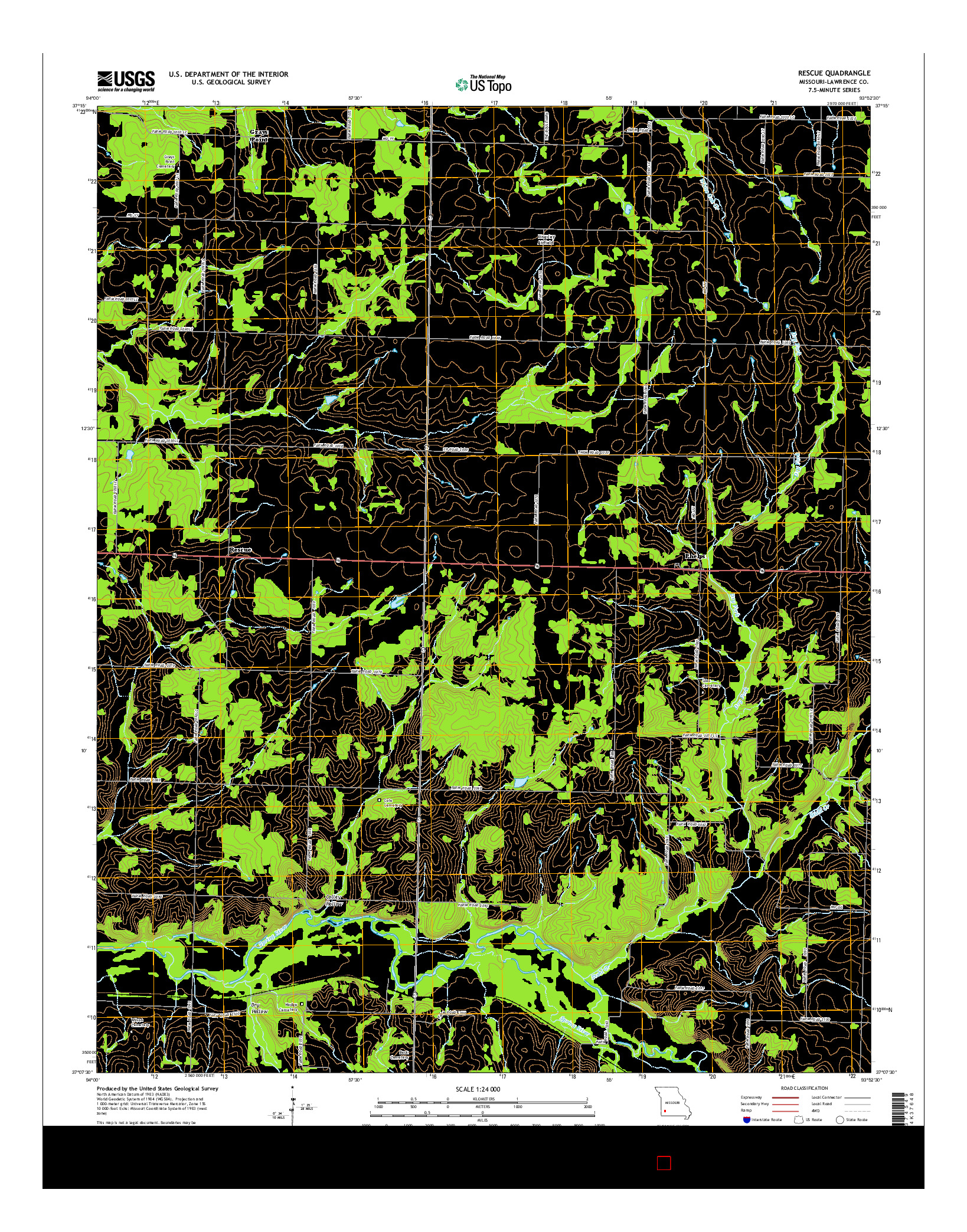 USGS US TOPO 7.5-MINUTE MAP FOR RESCUE, MO 2015