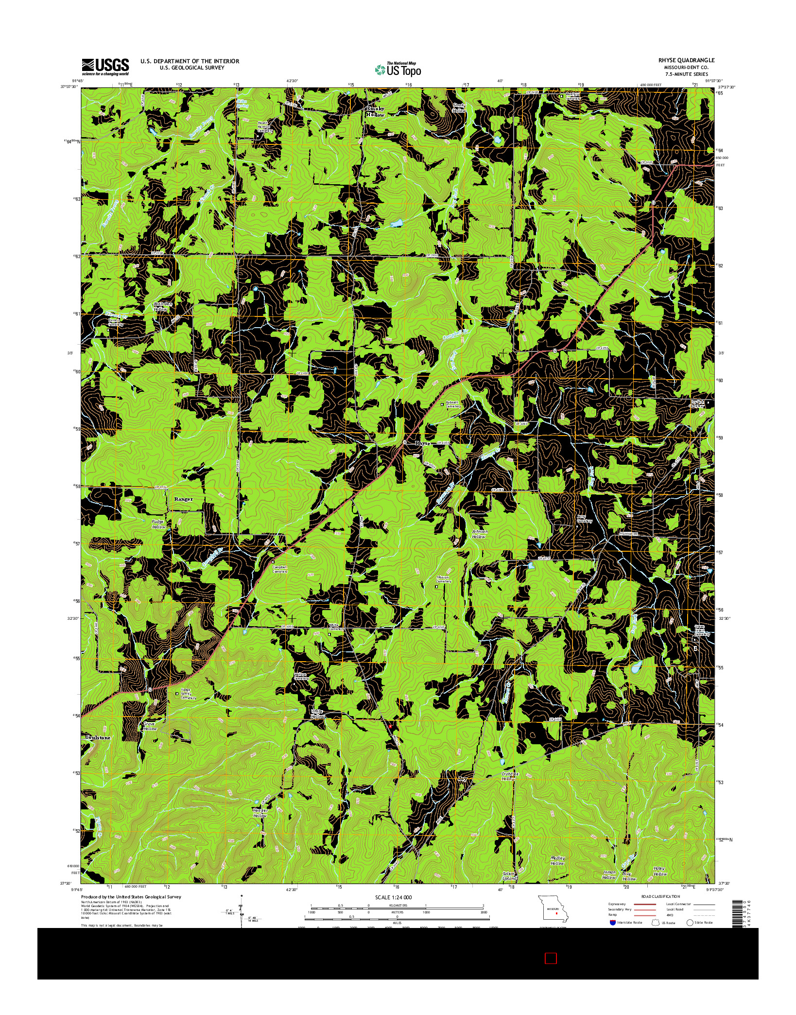 USGS US TOPO 7.5-MINUTE MAP FOR RHYSE, MO 2015