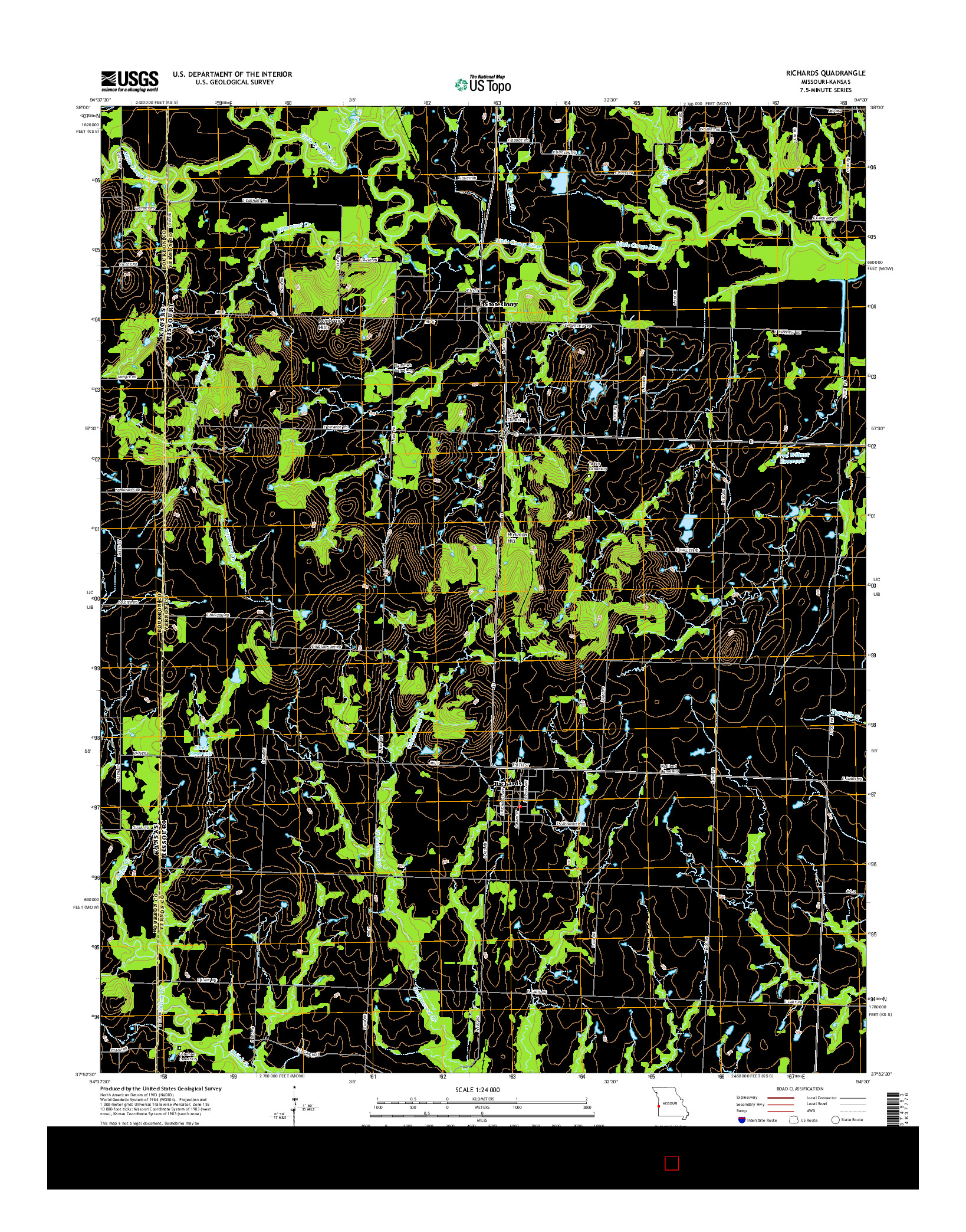 USGS US TOPO 7.5-MINUTE MAP FOR RICHARDS, MO-KS 2015
