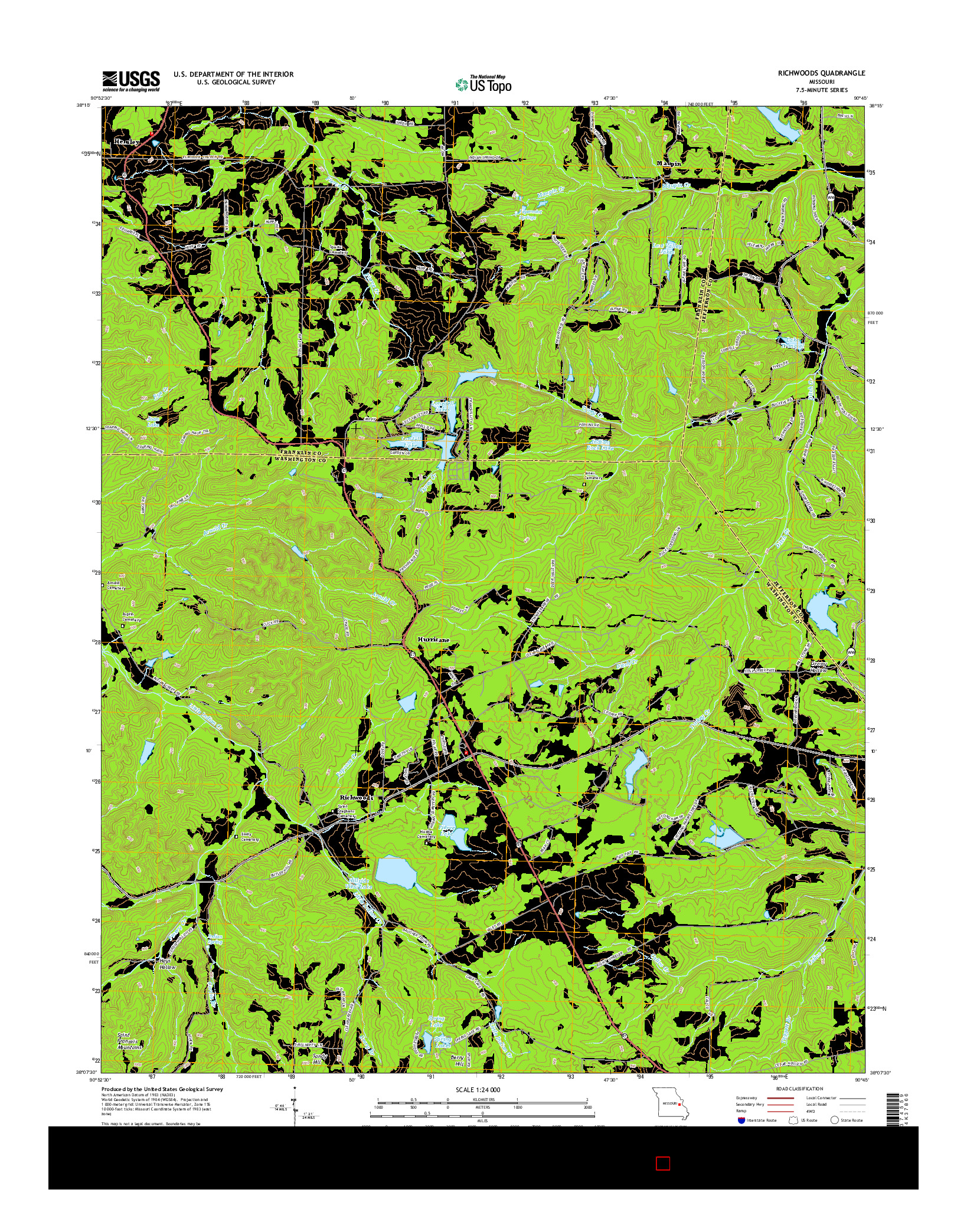 USGS US TOPO 7.5-MINUTE MAP FOR RICHWOODS, MO 2015