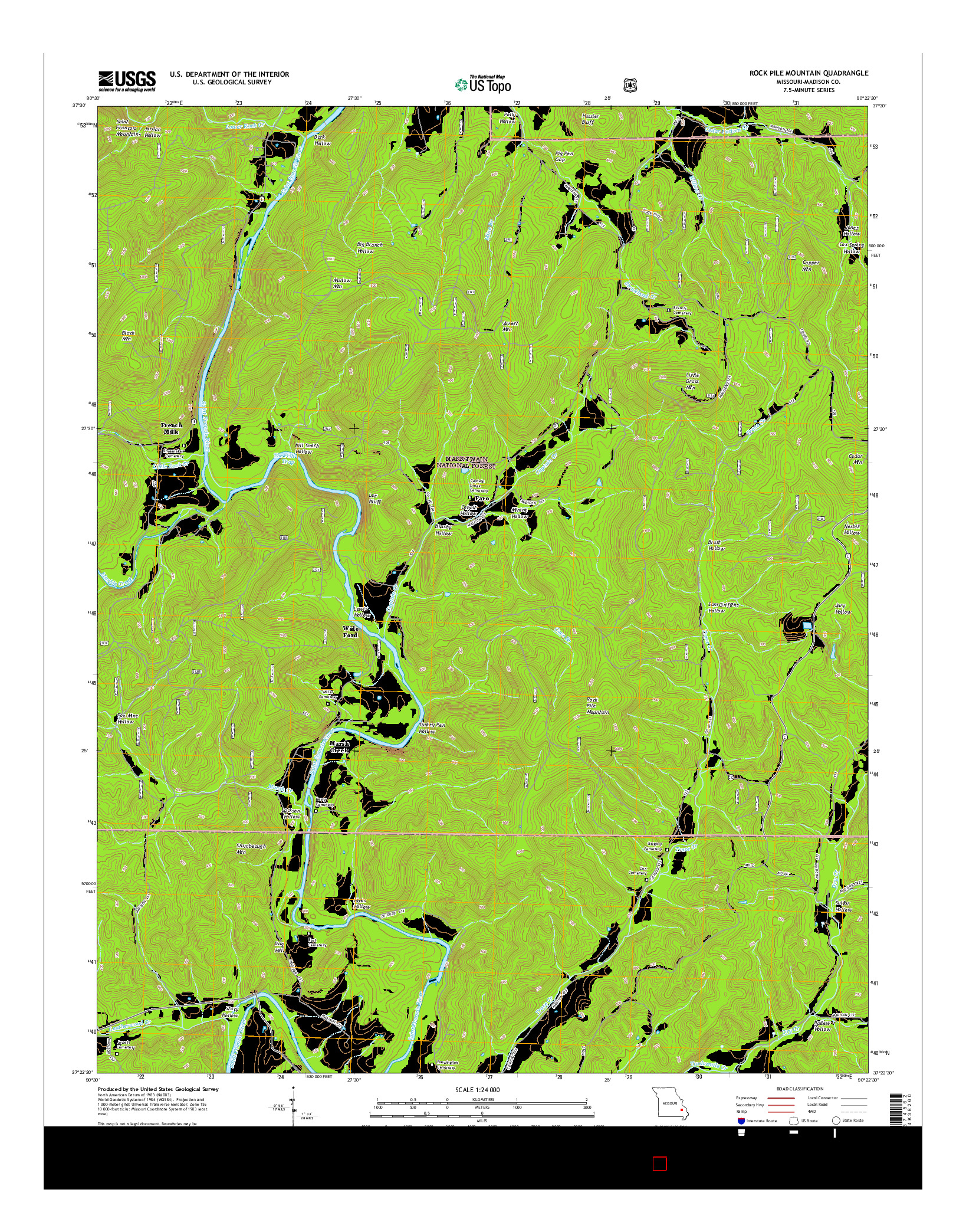 USGS US TOPO 7.5-MINUTE MAP FOR ROCK PILE MOUNTAIN, MO 2015