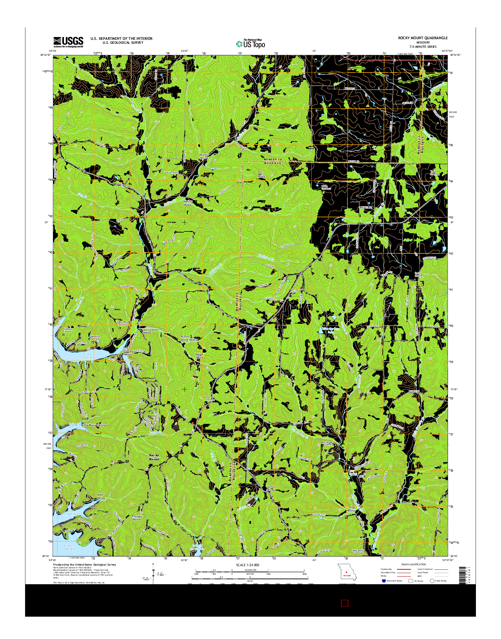 USGS US TOPO 7.5-MINUTE MAP FOR ROCKY MOUNT, MO 2015