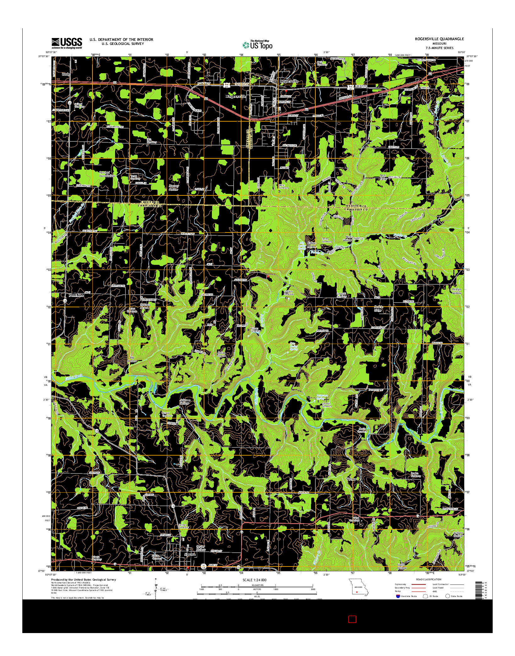 USGS US TOPO 7.5-MINUTE MAP FOR ROGERSVILLE, MO 2015