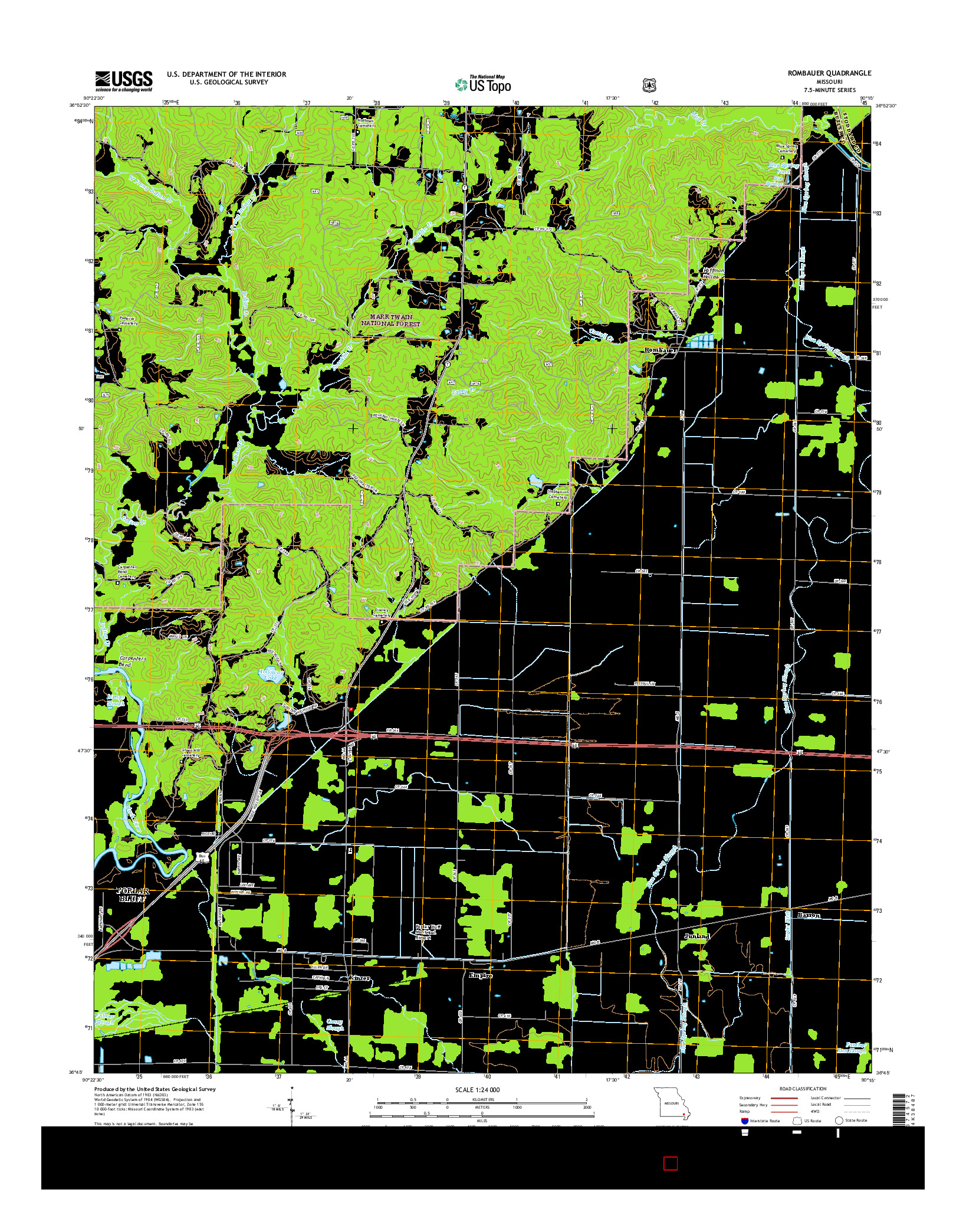 USGS US TOPO 7.5-MINUTE MAP FOR ROMBAUER, MO 2015