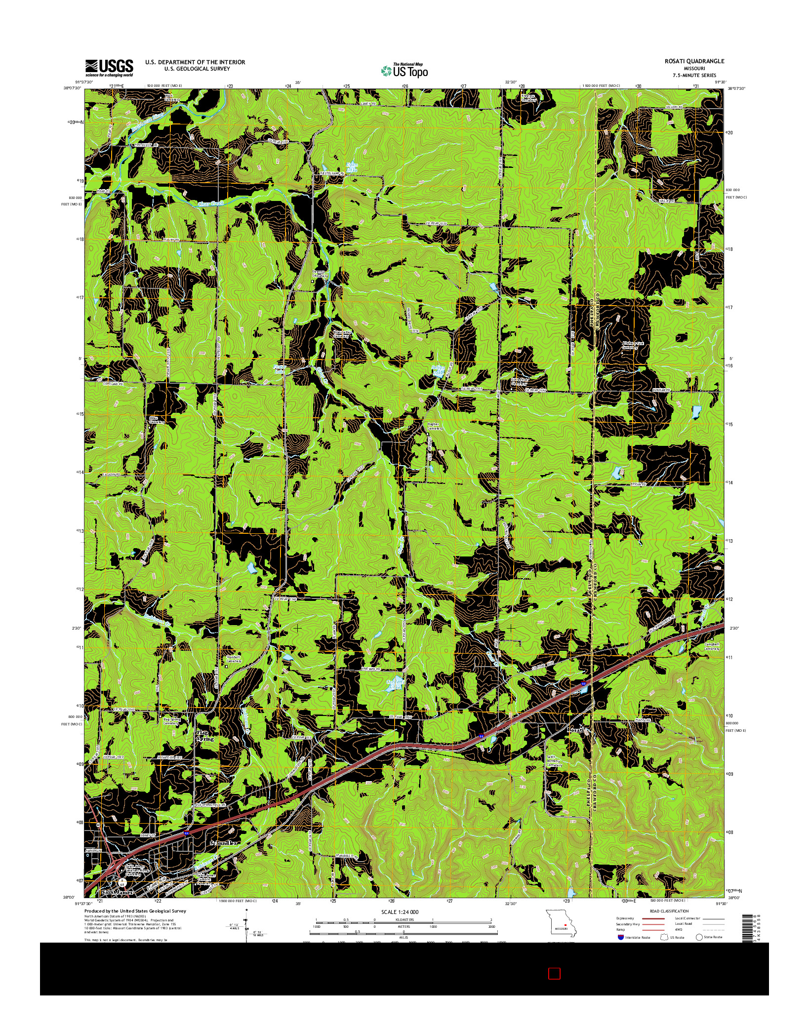 USGS US TOPO 7.5-MINUTE MAP FOR ROSATI, MO 2015