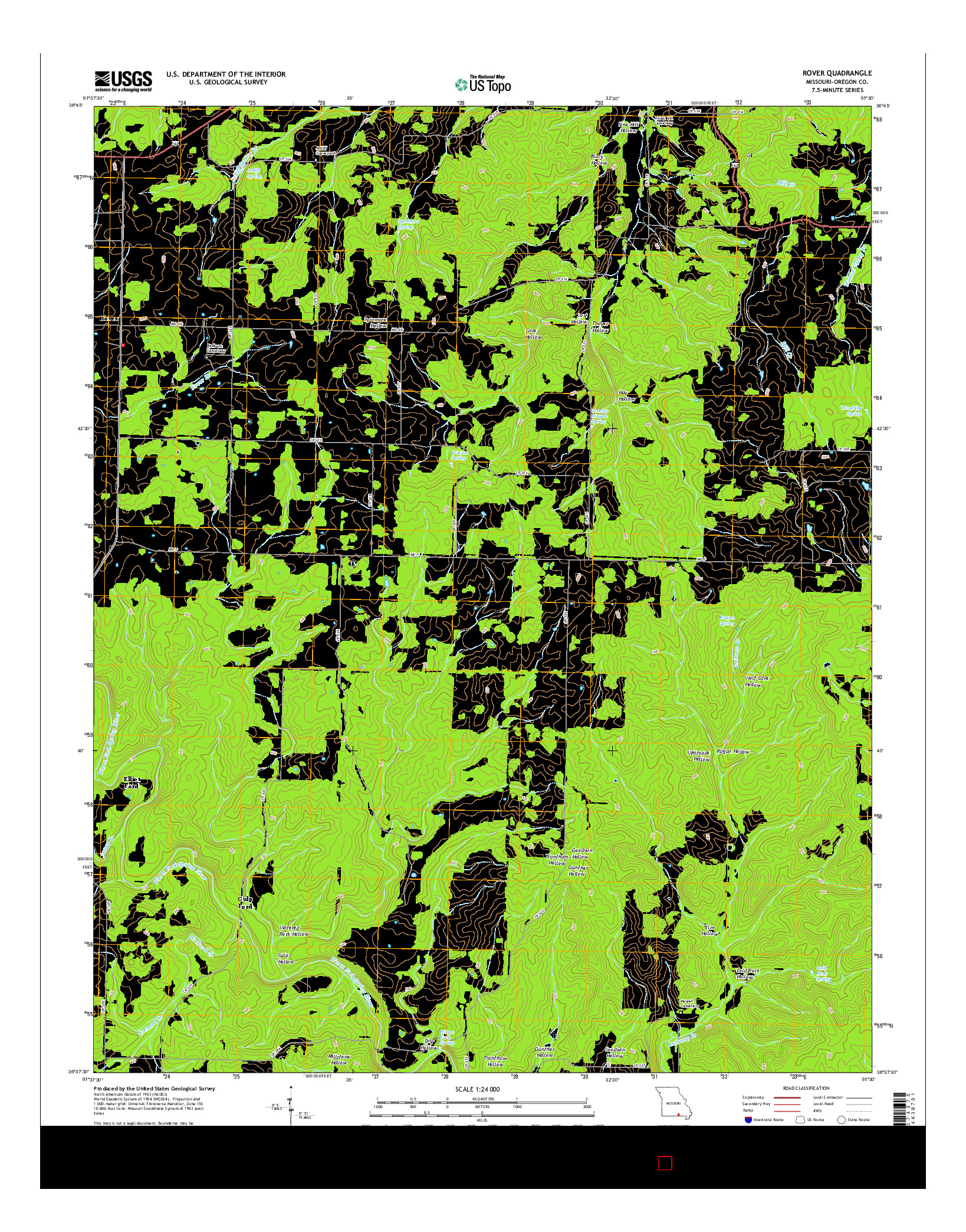 USGS US TOPO 7.5-MINUTE MAP FOR ROVER, MO 2015