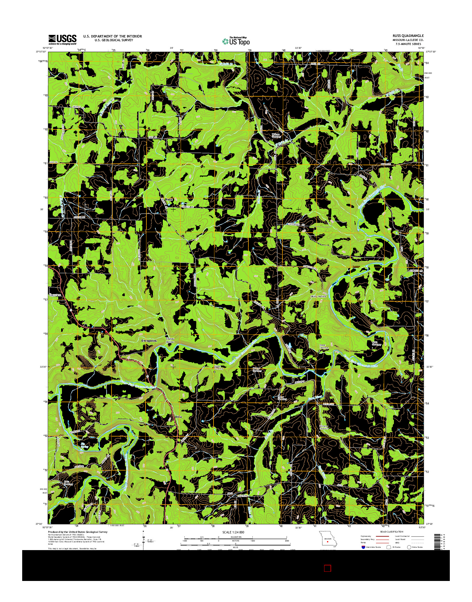 USGS US TOPO 7.5-MINUTE MAP FOR RUSS, MO 2015