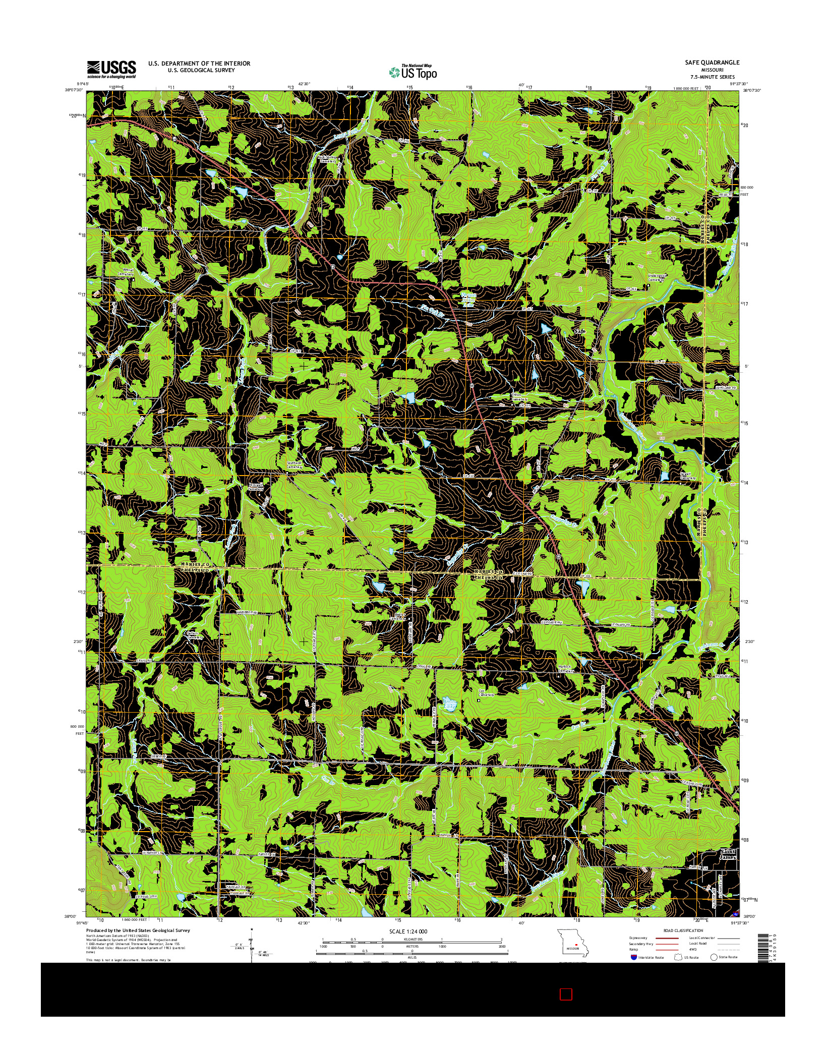 USGS US TOPO 7.5-MINUTE MAP FOR SAFE, MO 2015