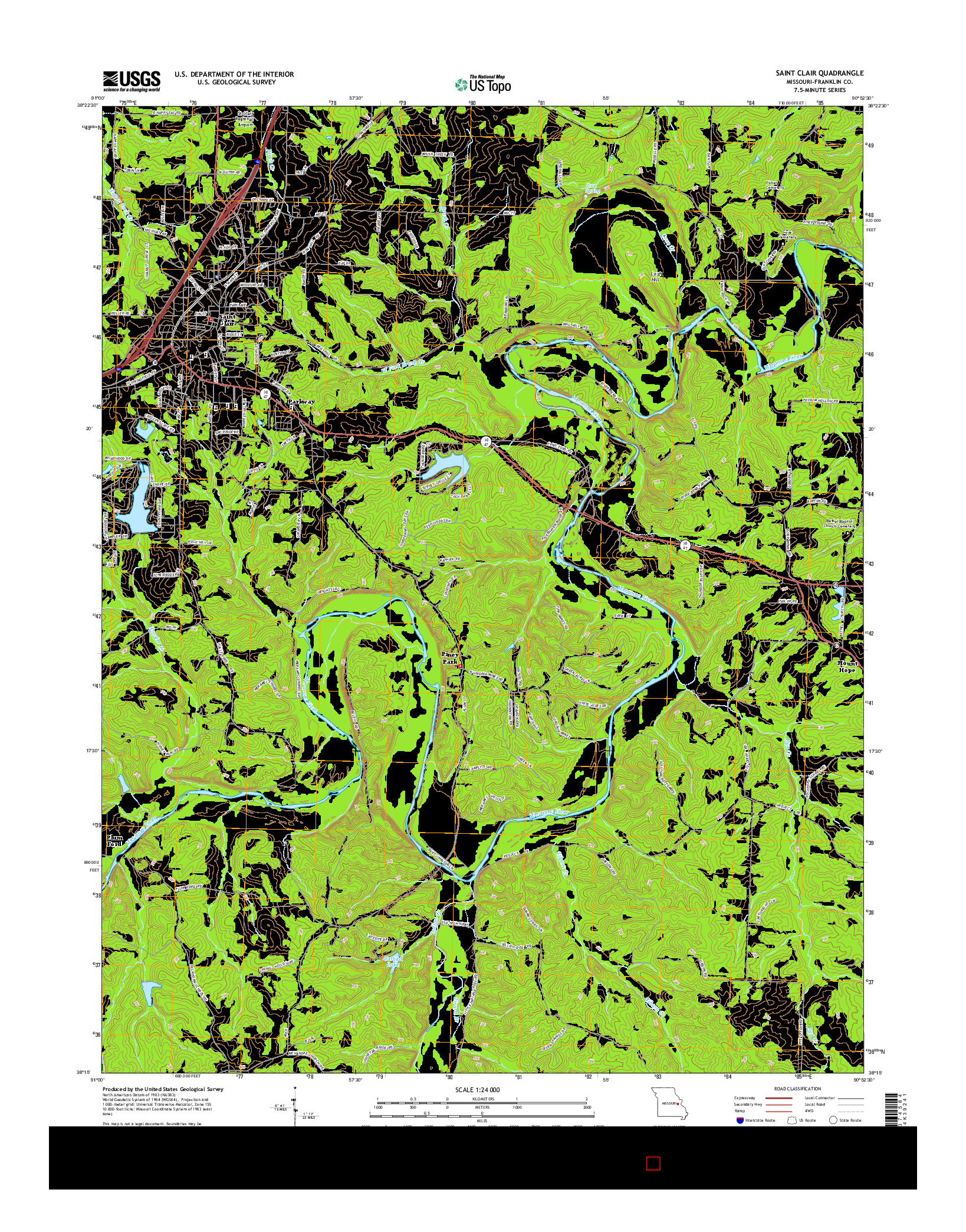 USGS US TOPO 7.5-MINUTE MAP FOR SAINT CLAIR, MO 2015