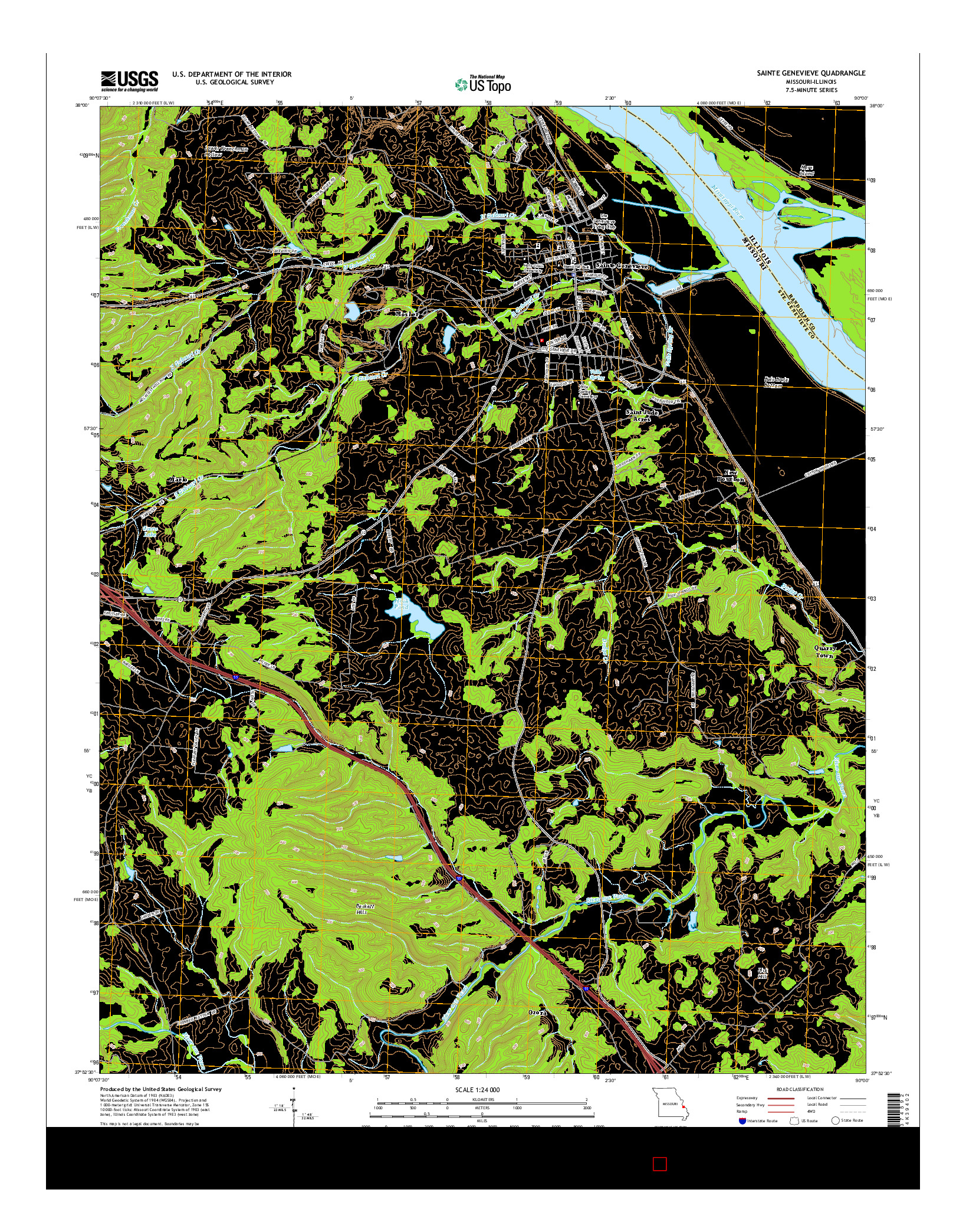 USGS US TOPO 7.5-MINUTE MAP FOR SAINTE GENEVIEVE, MO-IL 2015