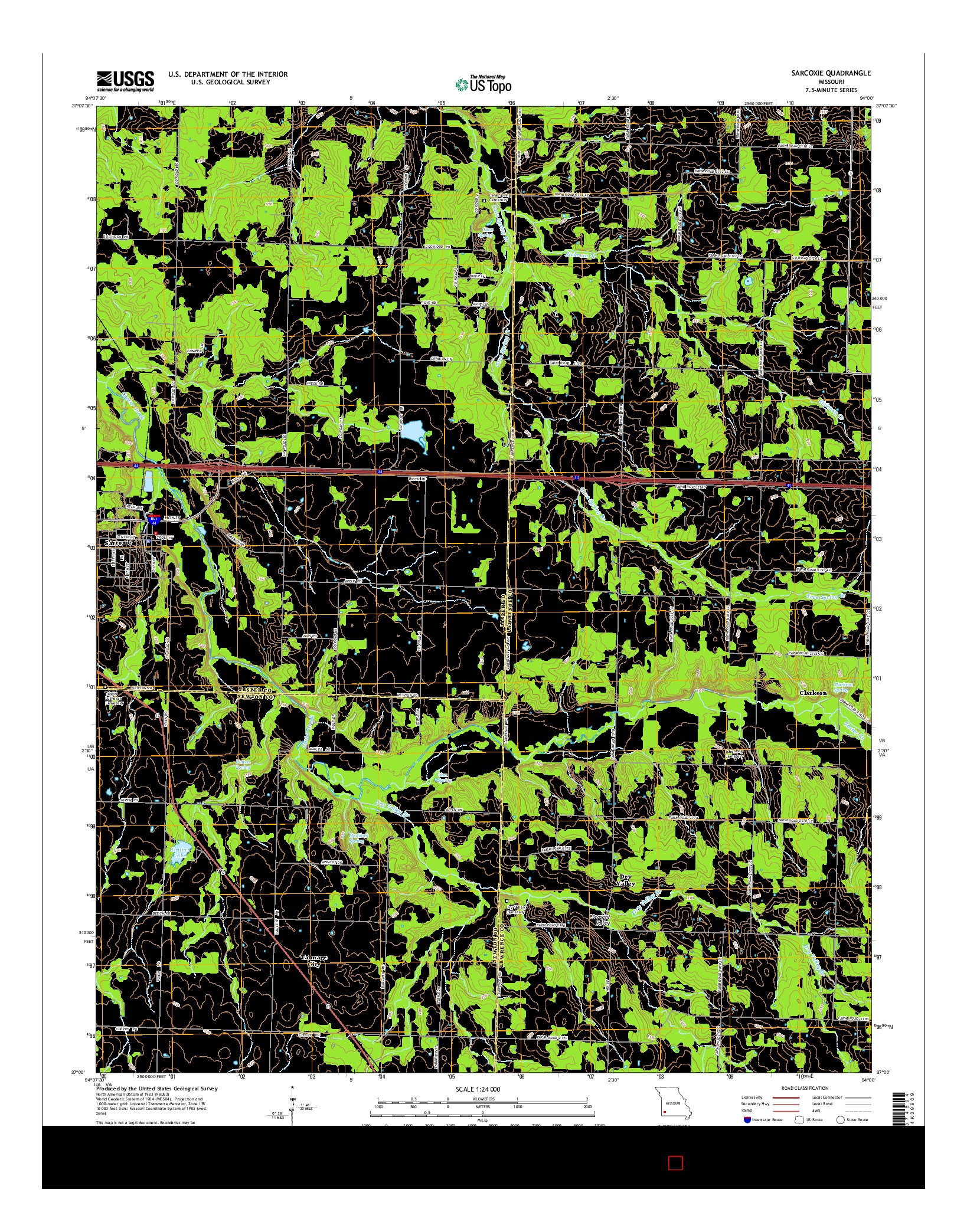USGS US TOPO 7.5-MINUTE MAP FOR SARCOXIE, MO 2015