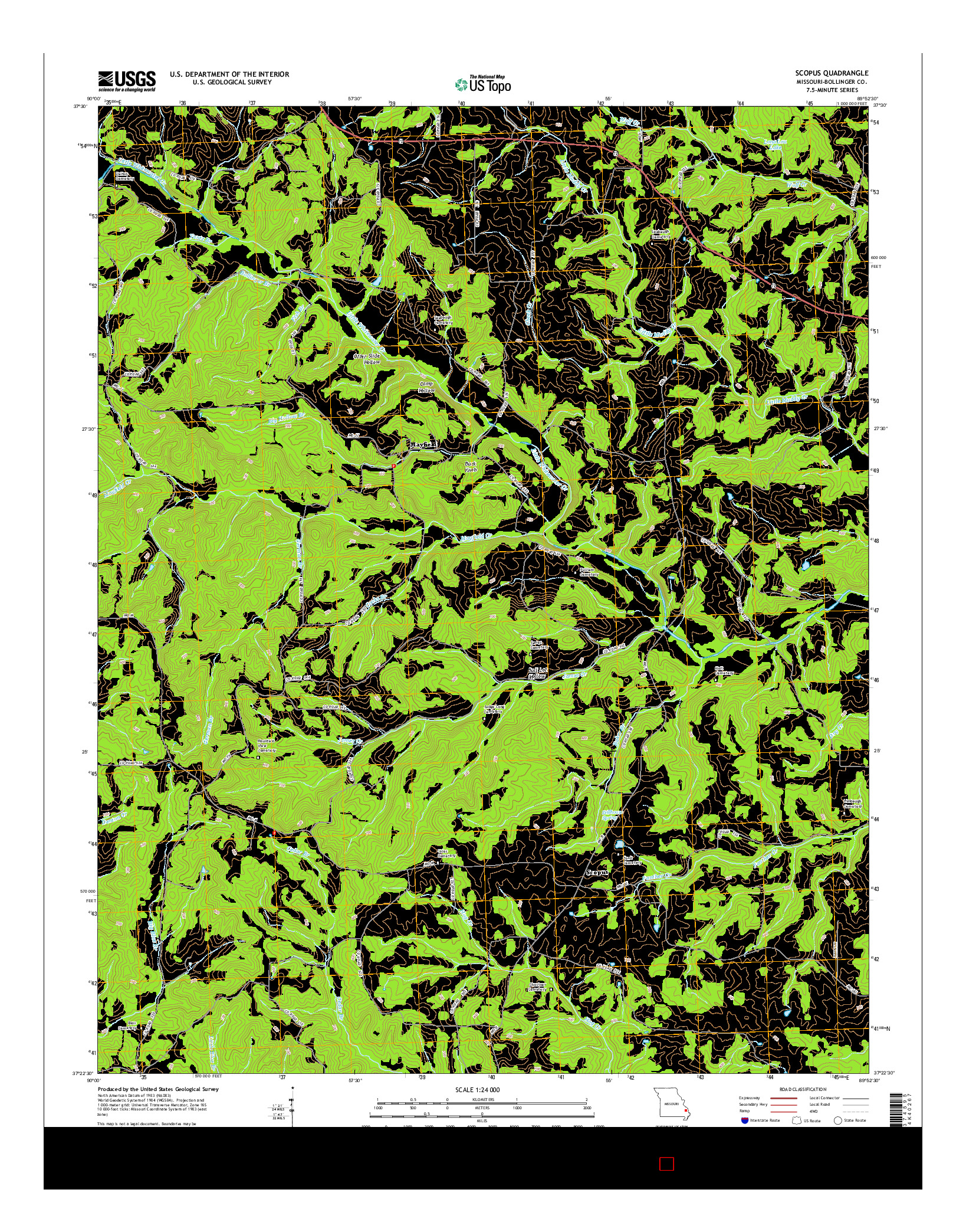 USGS US TOPO 7.5-MINUTE MAP FOR SCOPUS, MO 2015