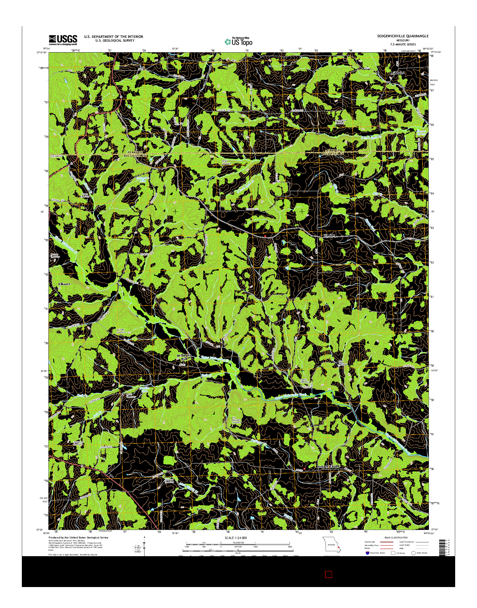 USGS US TOPO 7.5-MINUTE MAP FOR SEDGEWICKVILLE, MO 2015