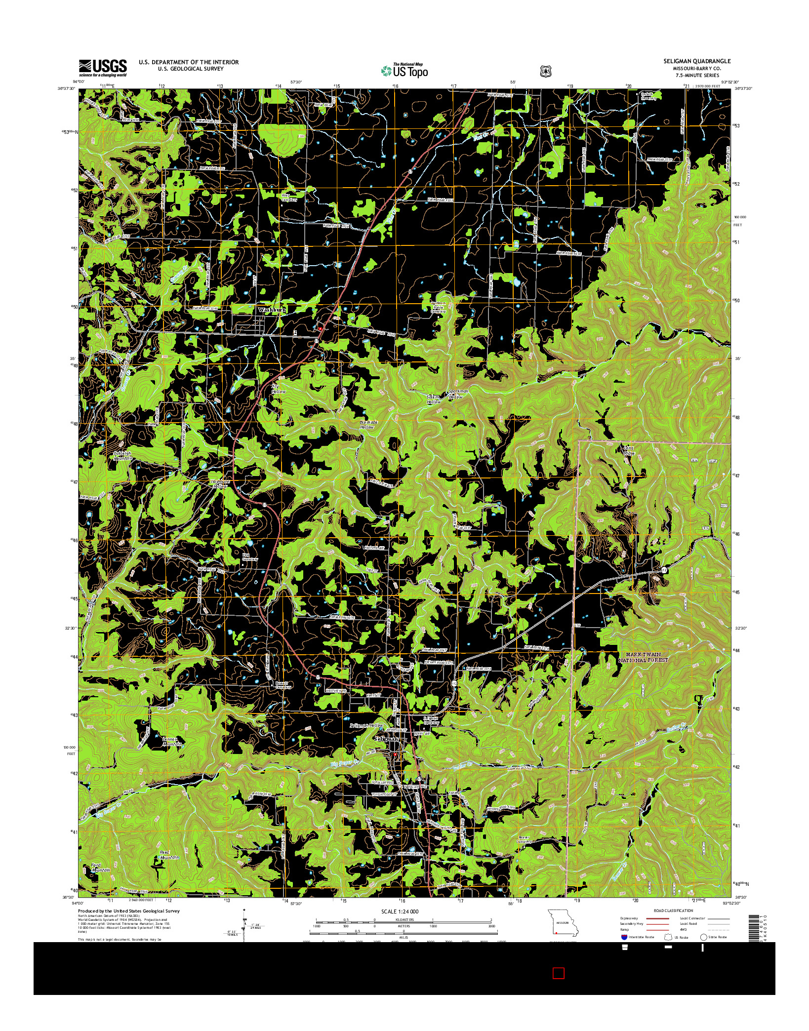 USGS US TOPO 7.5-MINUTE MAP FOR SELIGMAN, MO 2015