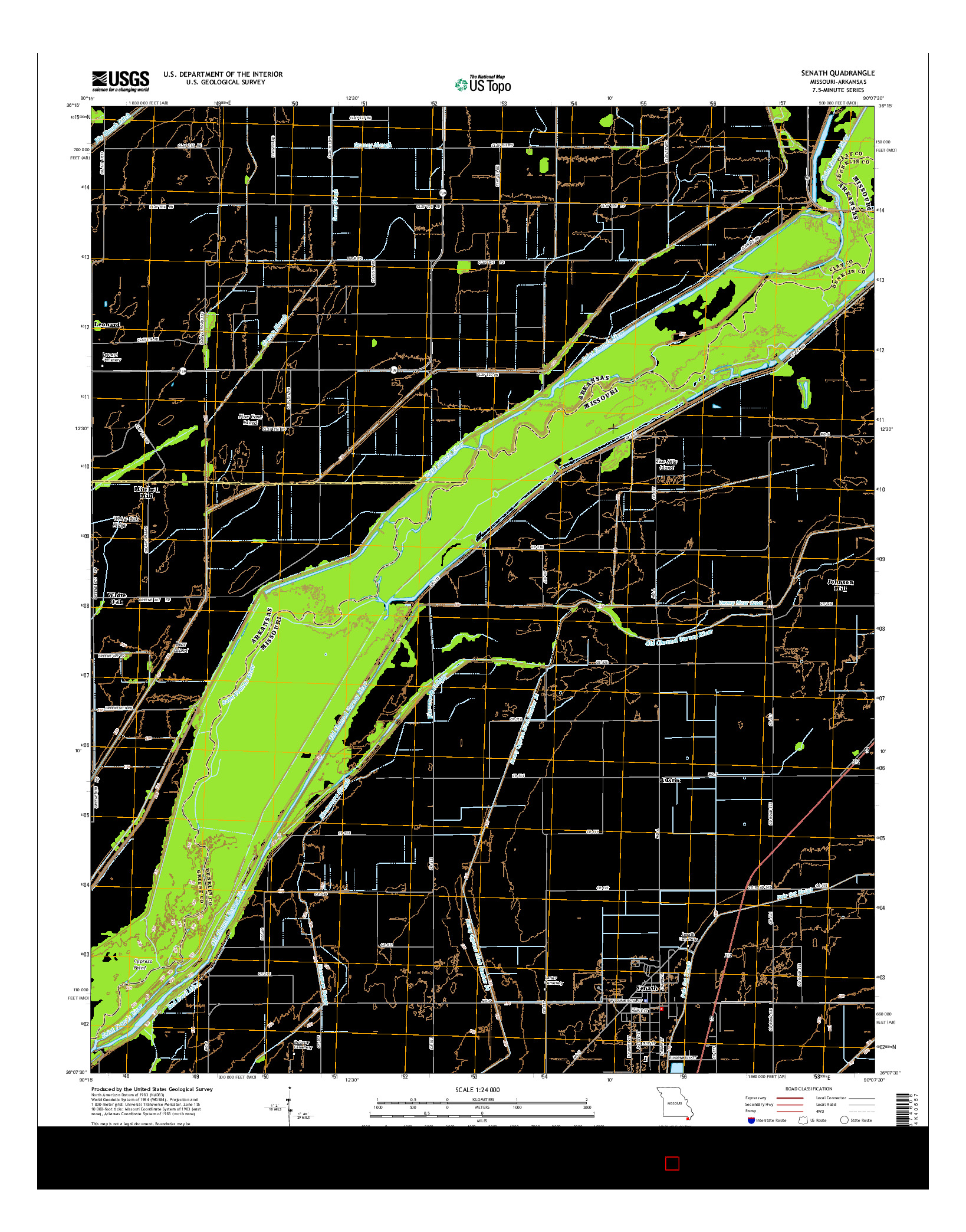 USGS US TOPO 7.5-MINUTE MAP FOR SENATH, MO-AR 2015
