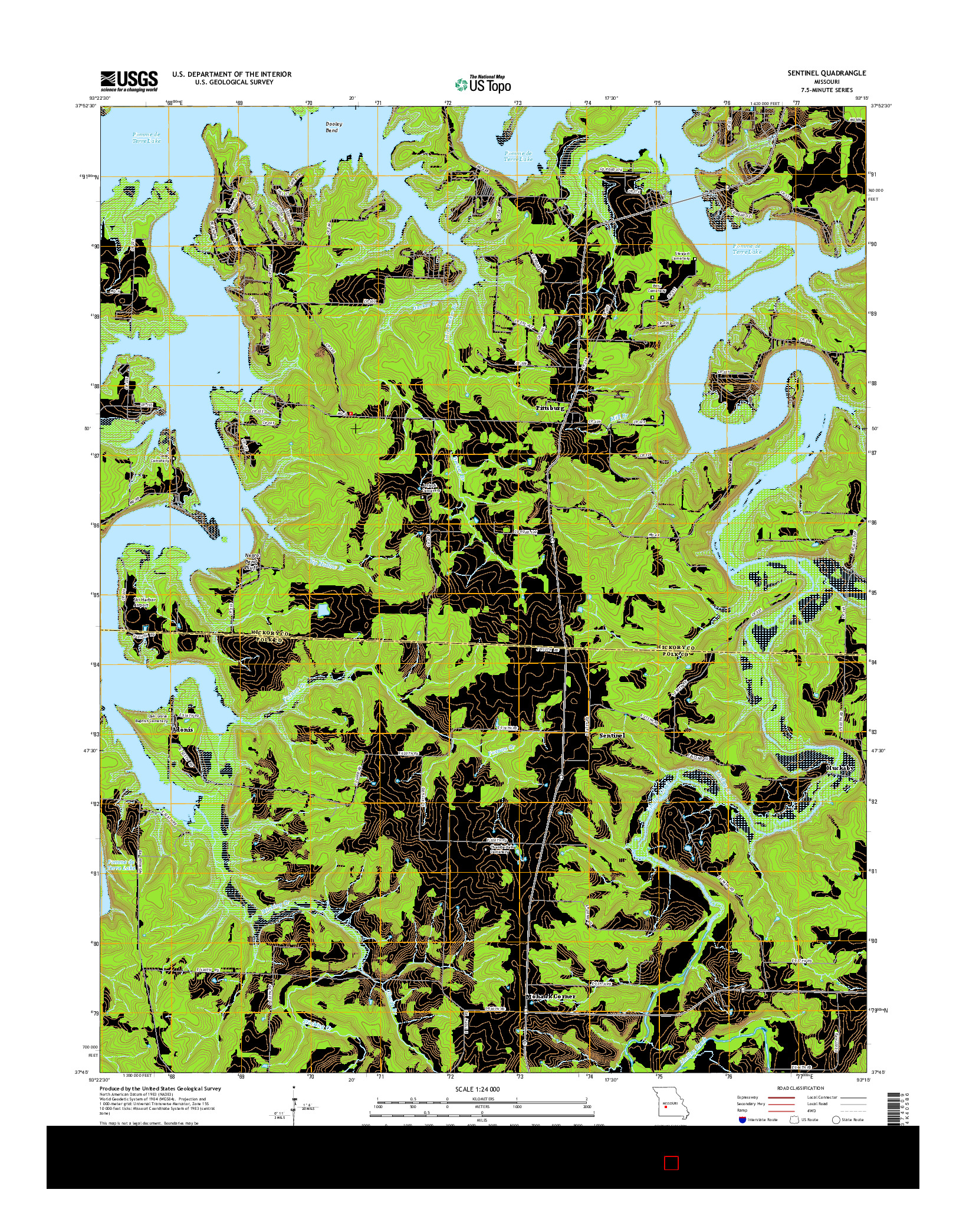 USGS US TOPO 7.5-MINUTE MAP FOR SENTINEL, MO 2015