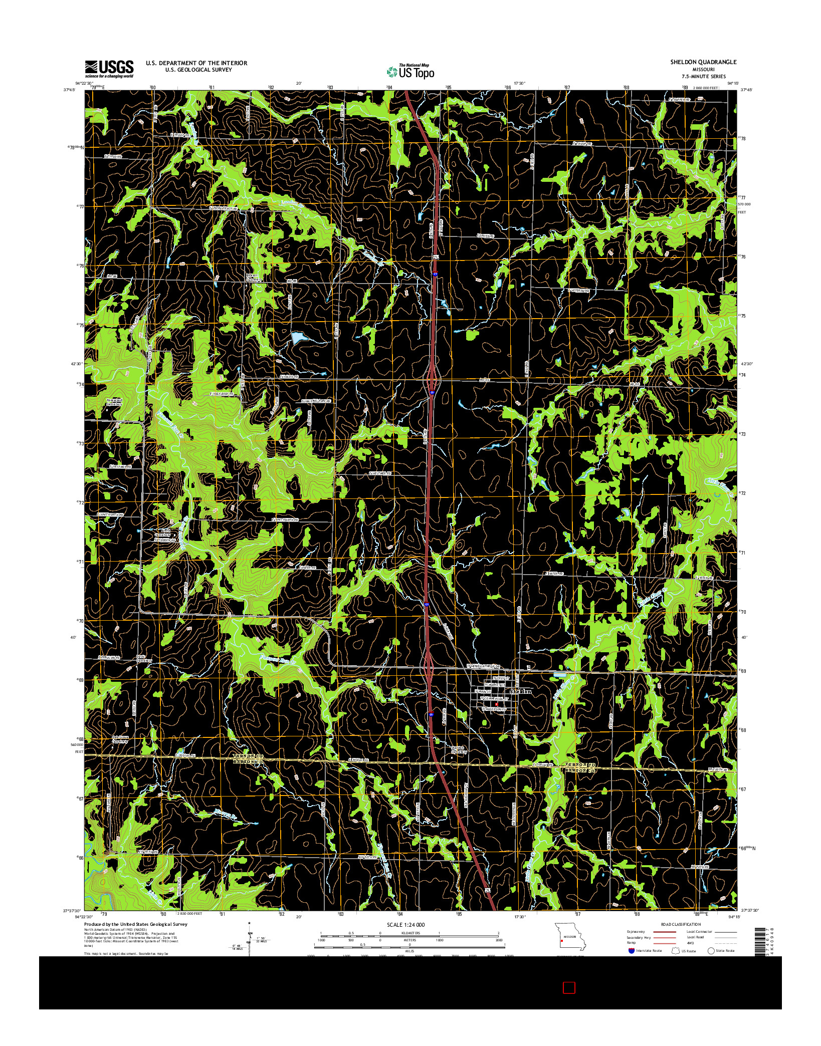 USGS US TOPO 7.5-MINUTE MAP FOR SHELDON, MO 2015