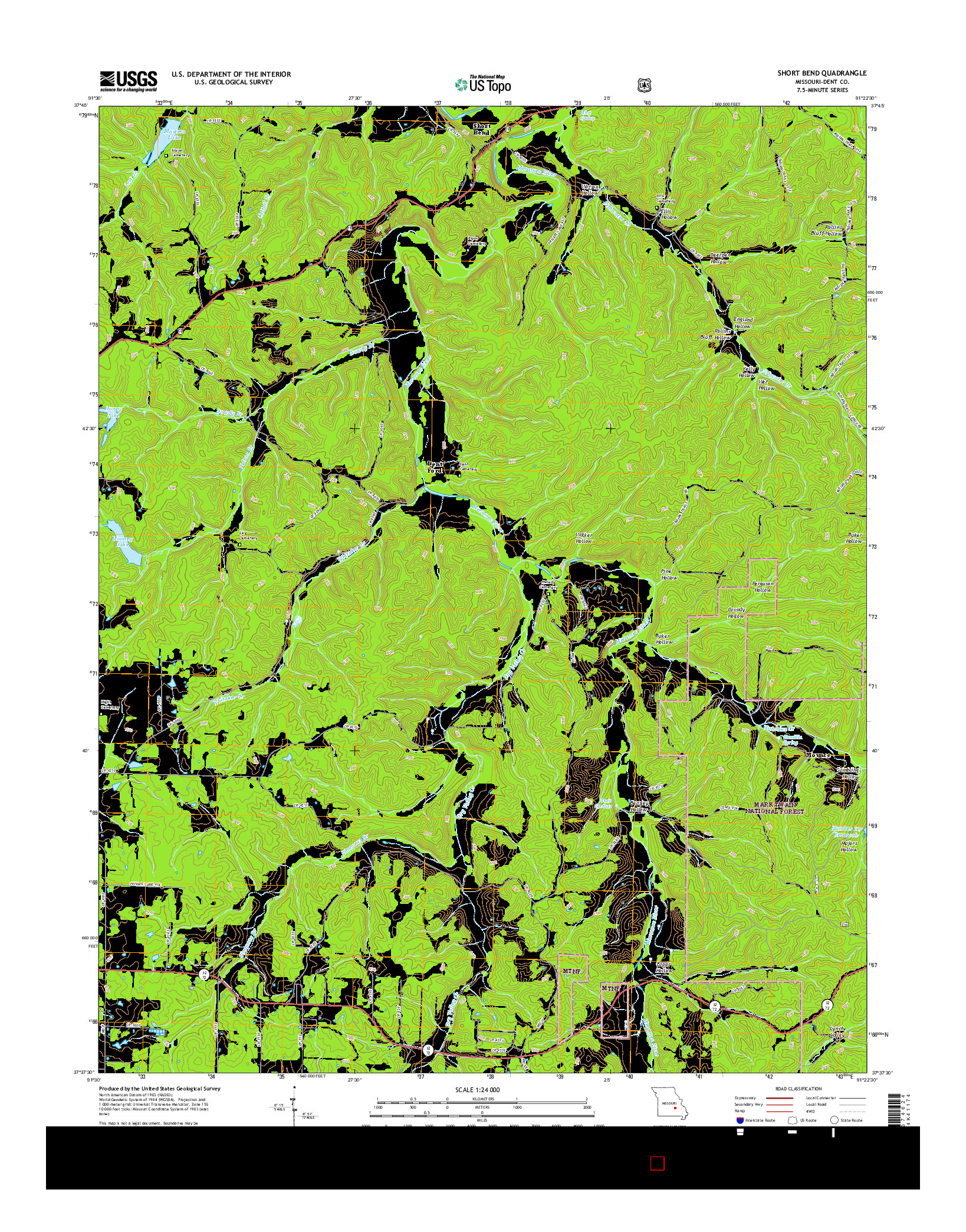 USGS US TOPO 7.5-MINUTE MAP FOR SHORT BEND, MO 2015