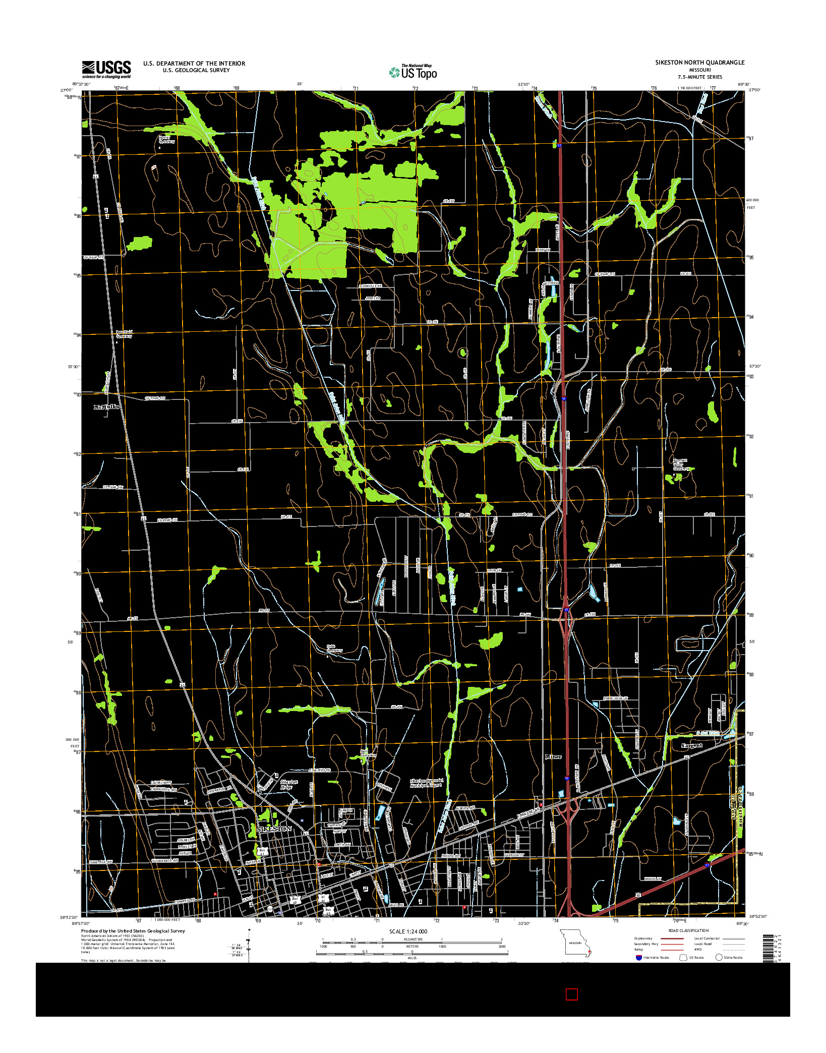 USGS US TOPO 7.5-MINUTE MAP FOR SIKESTON NORTH, MO 2015