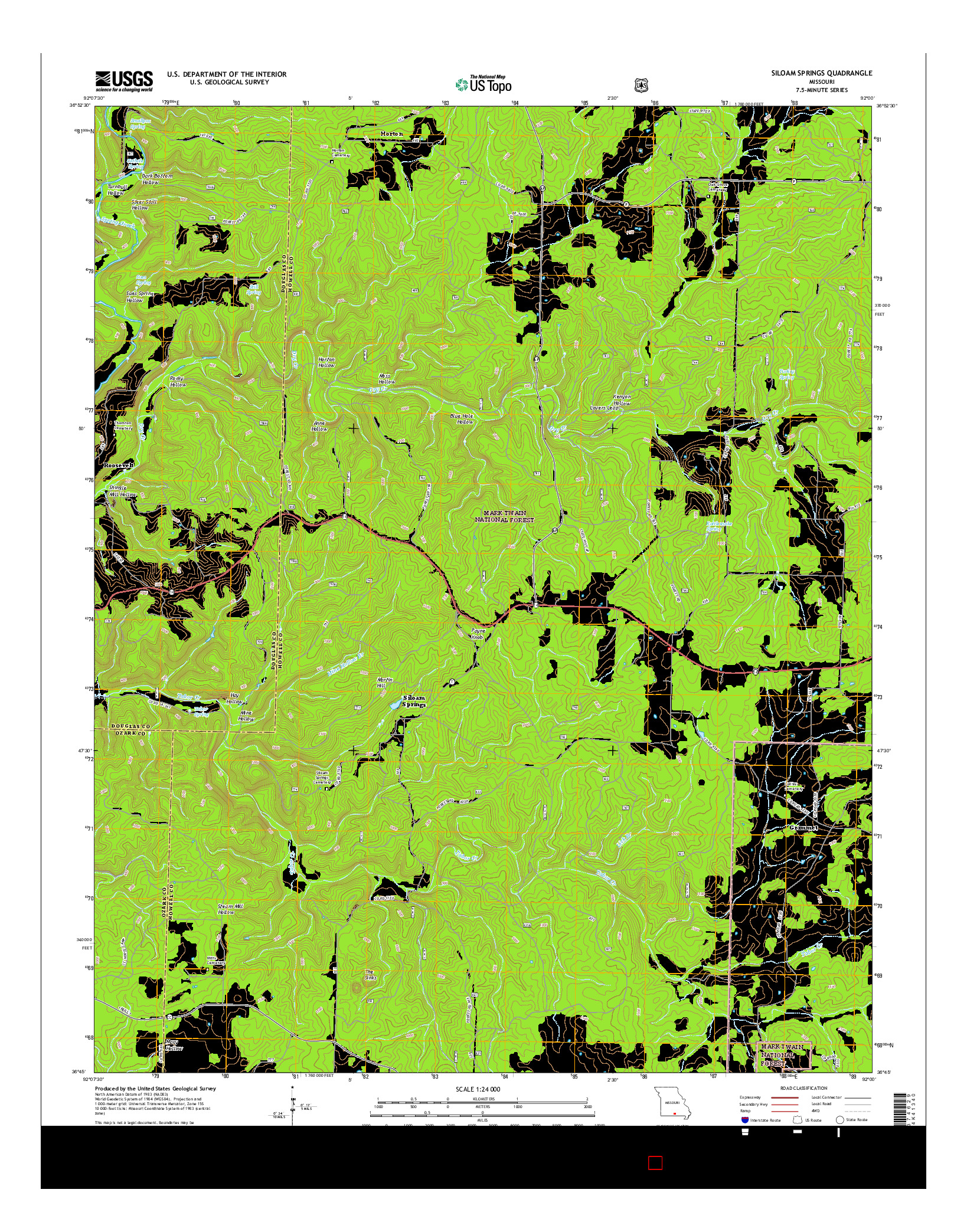 USGS US TOPO 7.5-MINUTE MAP FOR SILOAM SPRINGS, MO 2015