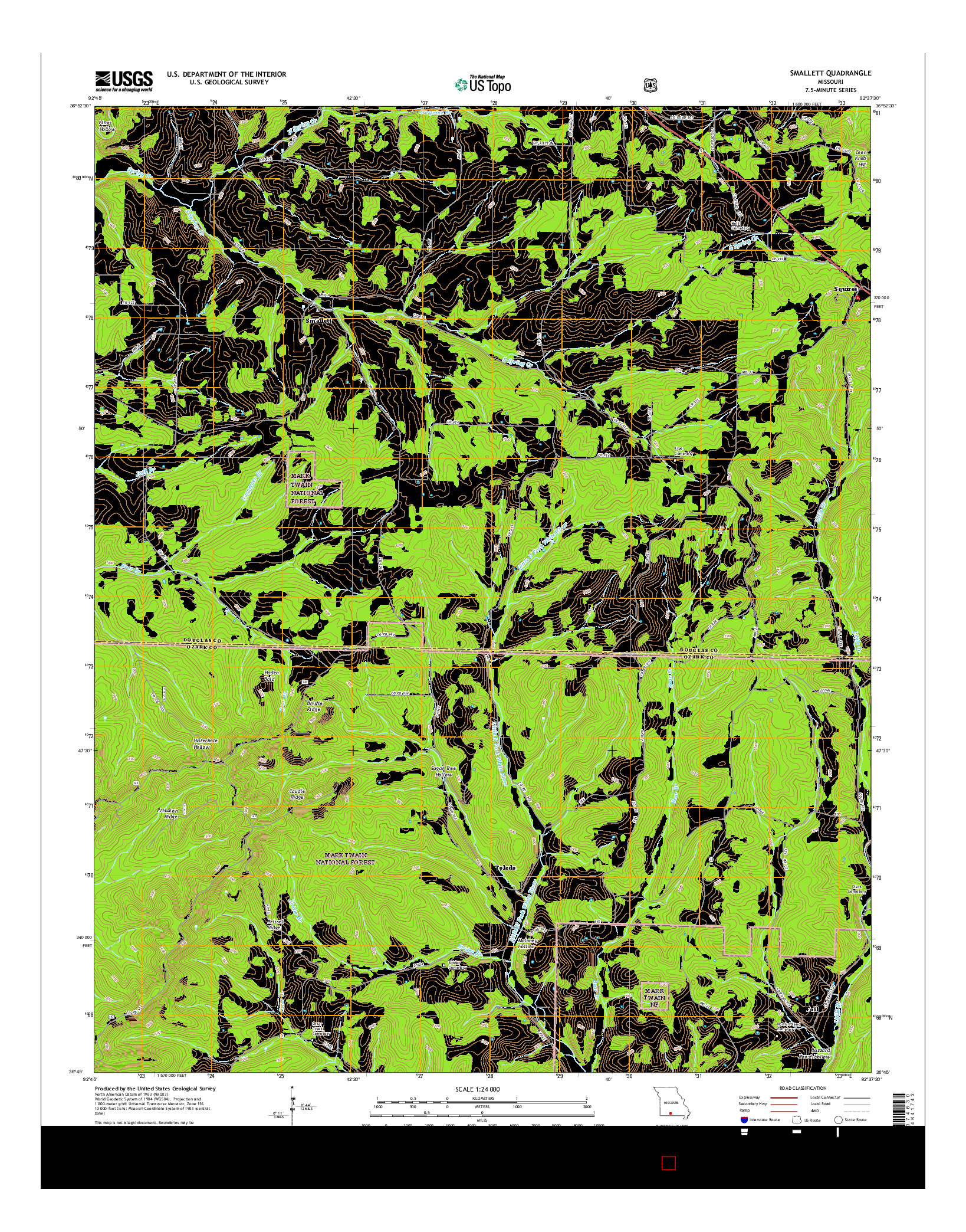 USGS US TOPO 7.5-MINUTE MAP FOR SMALLETT, MO 2015