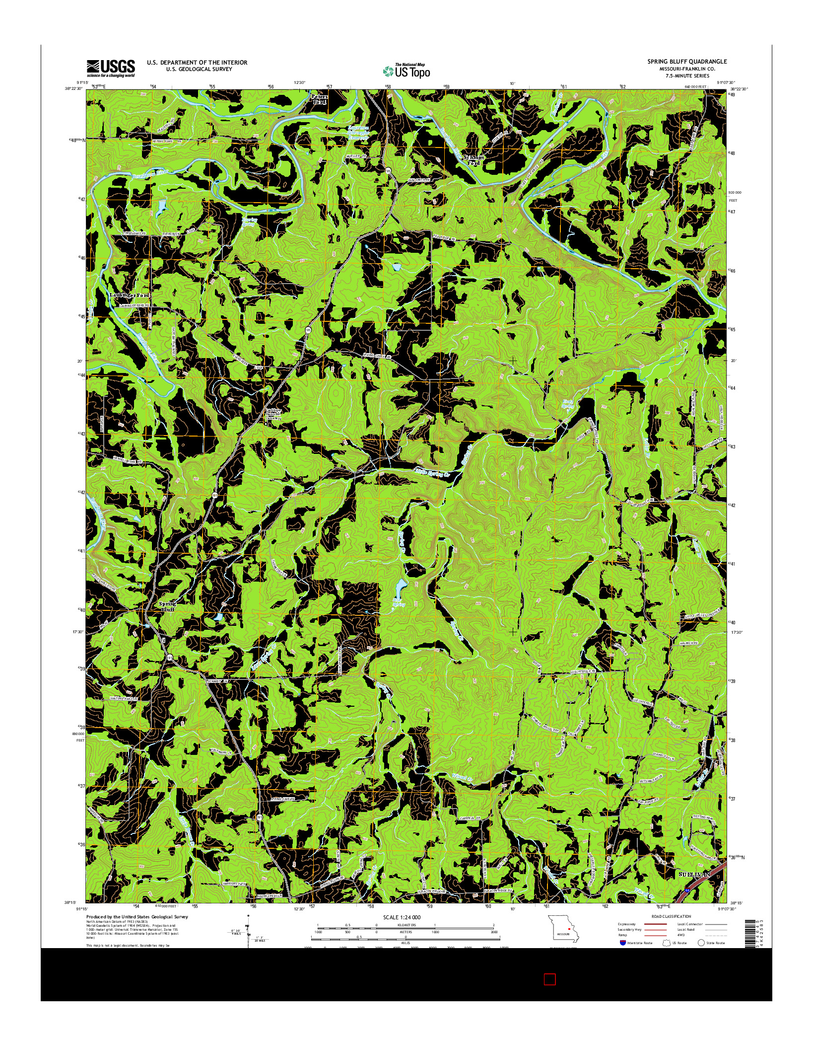 USGS US TOPO 7.5-MINUTE MAP FOR SPRING BLUFF, MO 2015