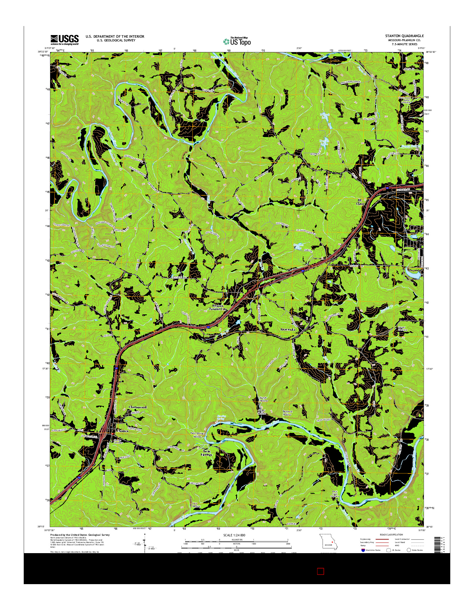 USGS US TOPO 7.5-MINUTE MAP FOR STANTON, MO 2015
