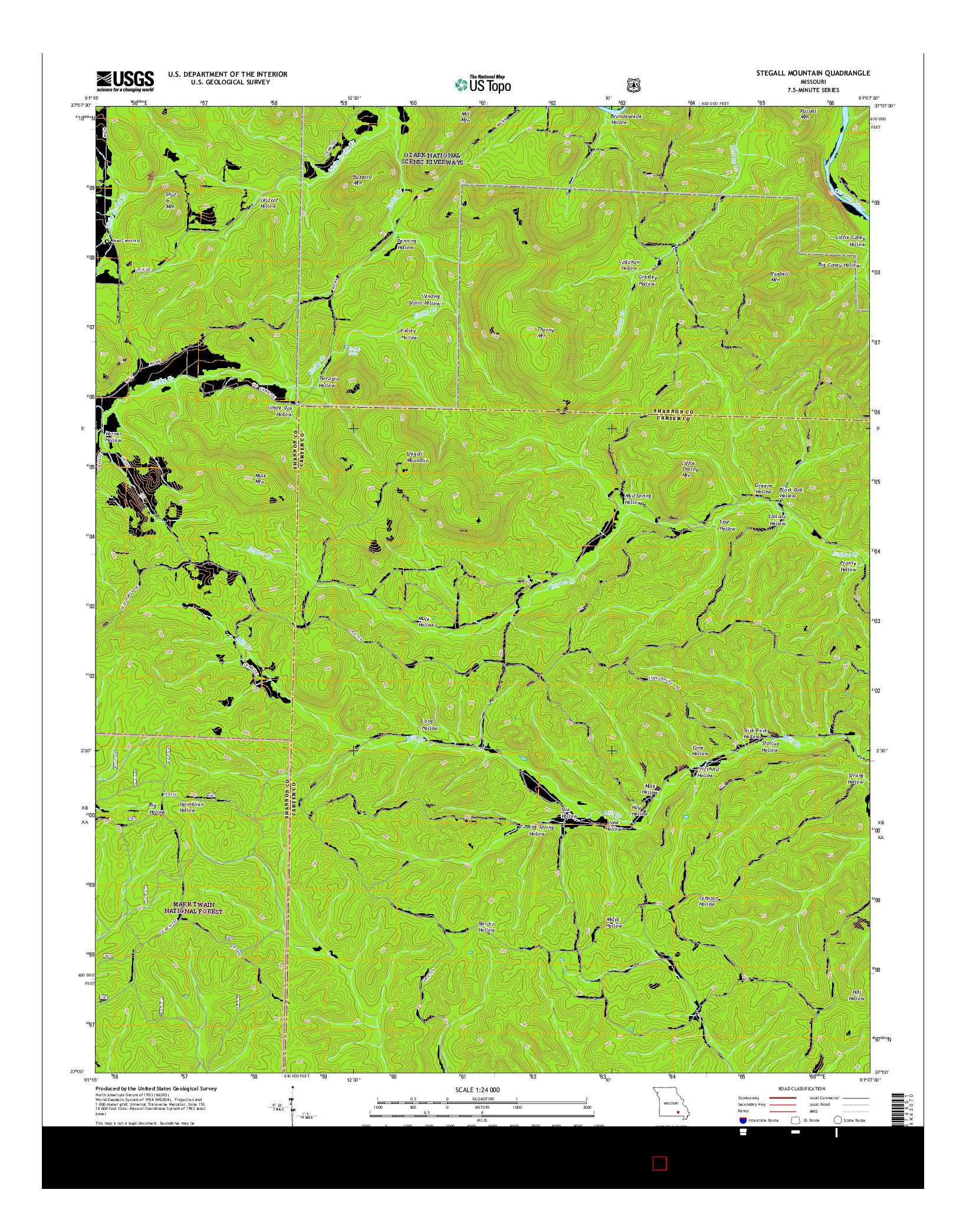 USGS US TOPO 7.5-MINUTE MAP FOR STEGALL MOUNTAIN, MO 2015