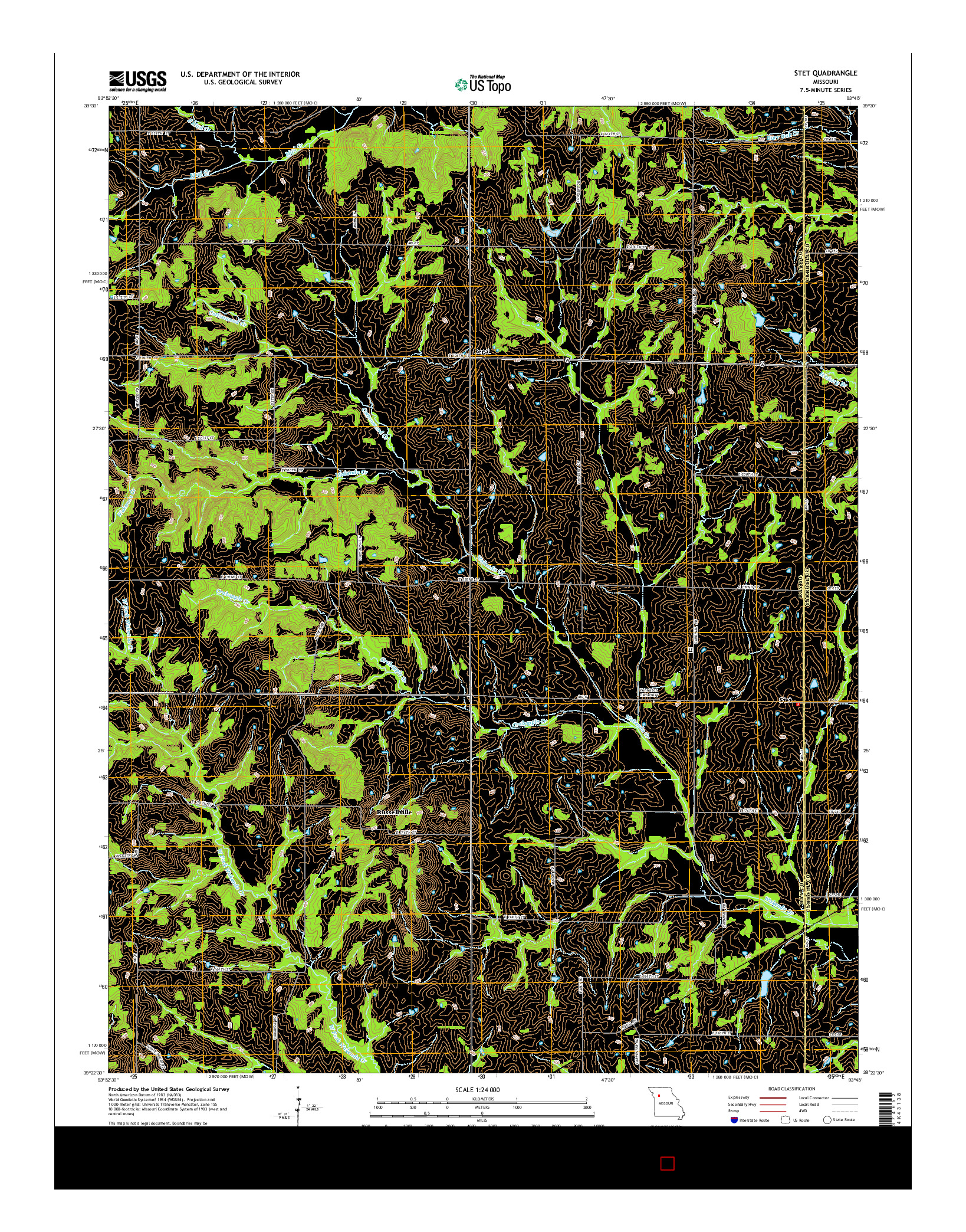 USGS US TOPO 7.5-MINUTE MAP FOR STET, MO 2015