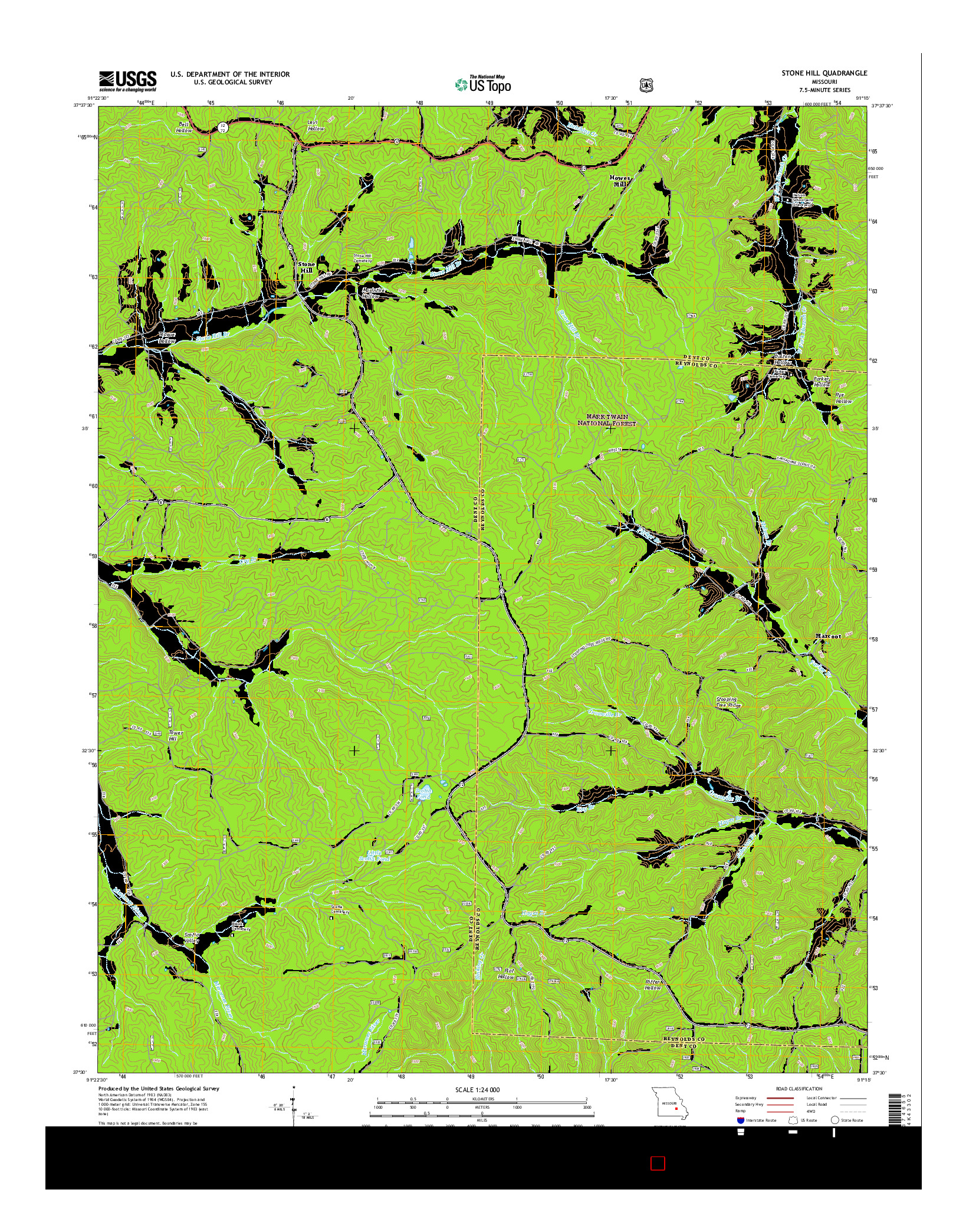 USGS US TOPO 7.5-MINUTE MAP FOR STONE HILL, MO 2015