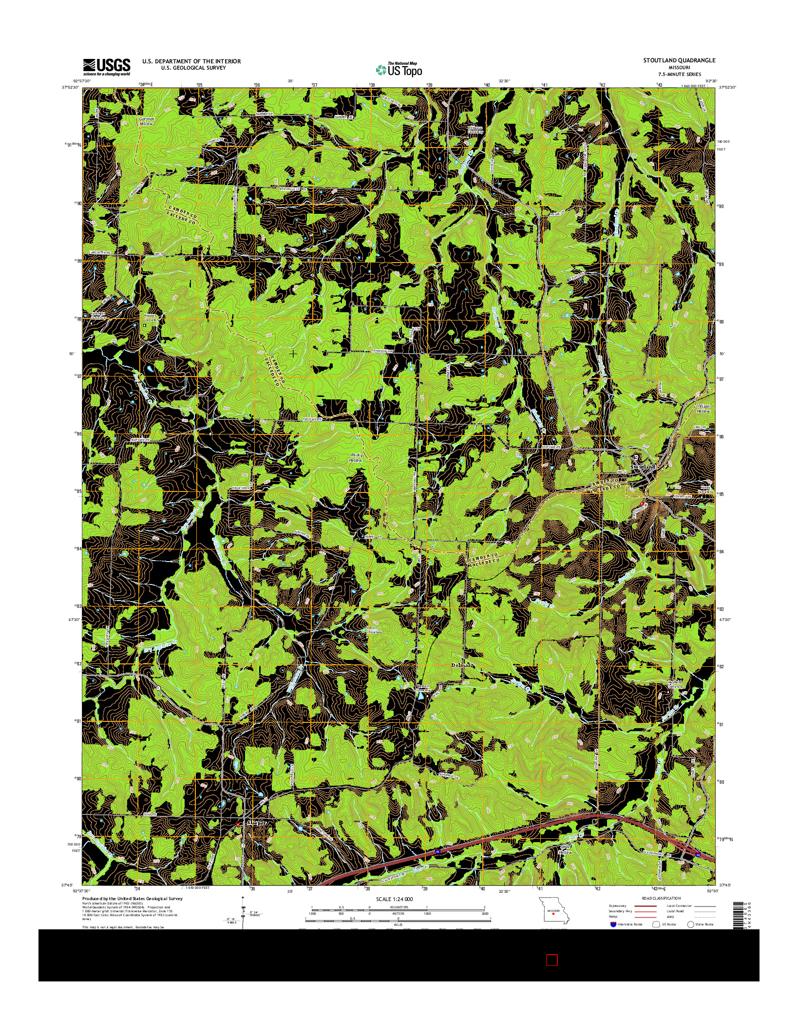 USGS US TOPO 7.5-MINUTE MAP FOR STOUTLAND, MO 2015